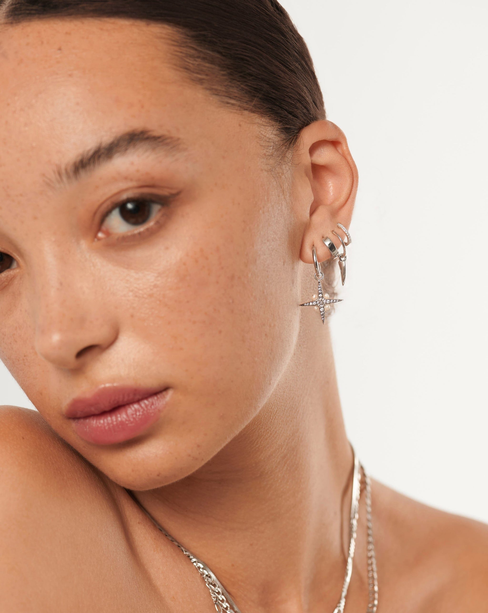 Harris Reed North Star Pearl Hoop Earrings | Sterling Silver/Pearl Earrings Missoma