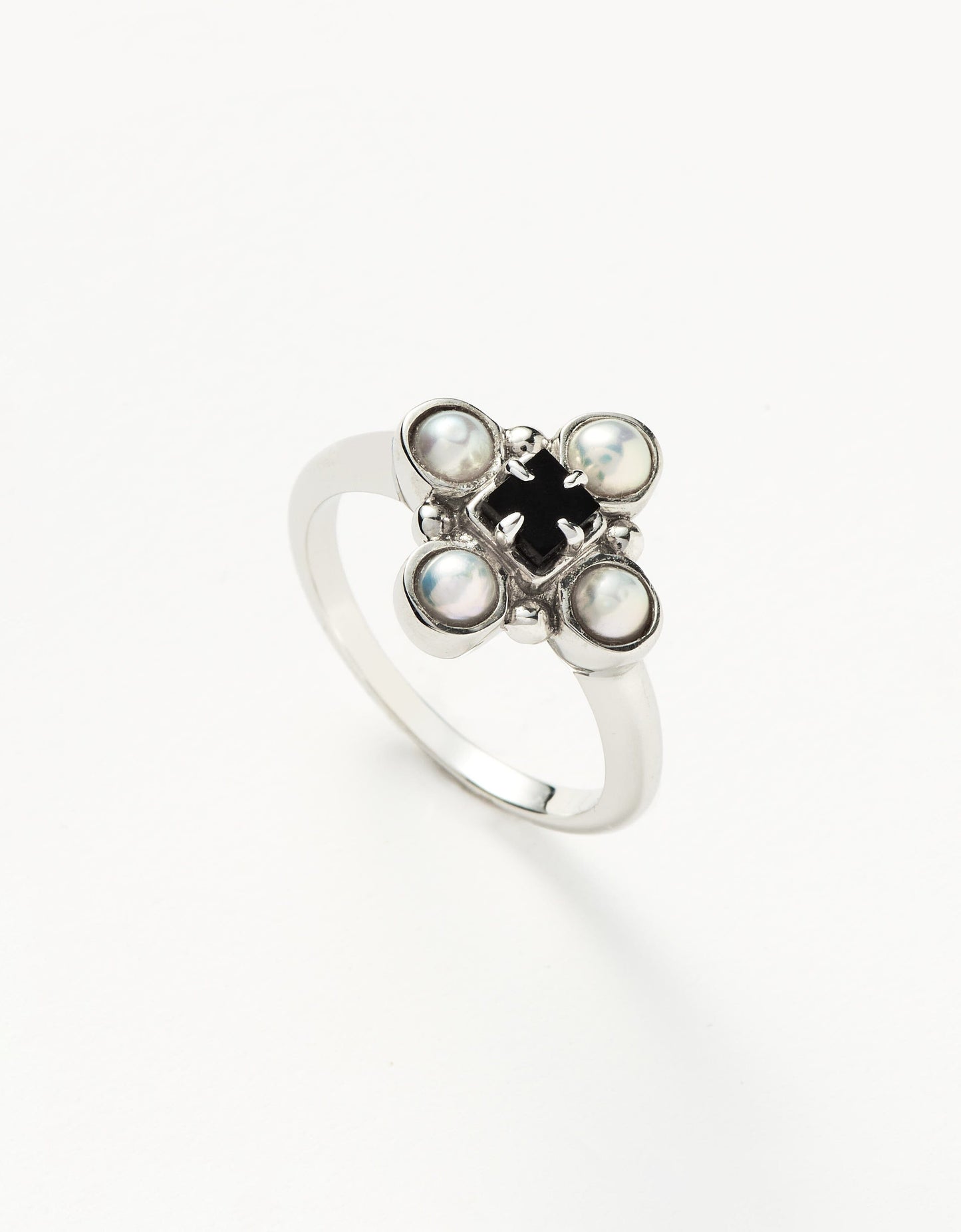 Harris Reed Quartet Ring | Sterling Silver/Pearl & Black Onyx Rings Missoma Sterling Silver/Pearl & Black Onyx US 5