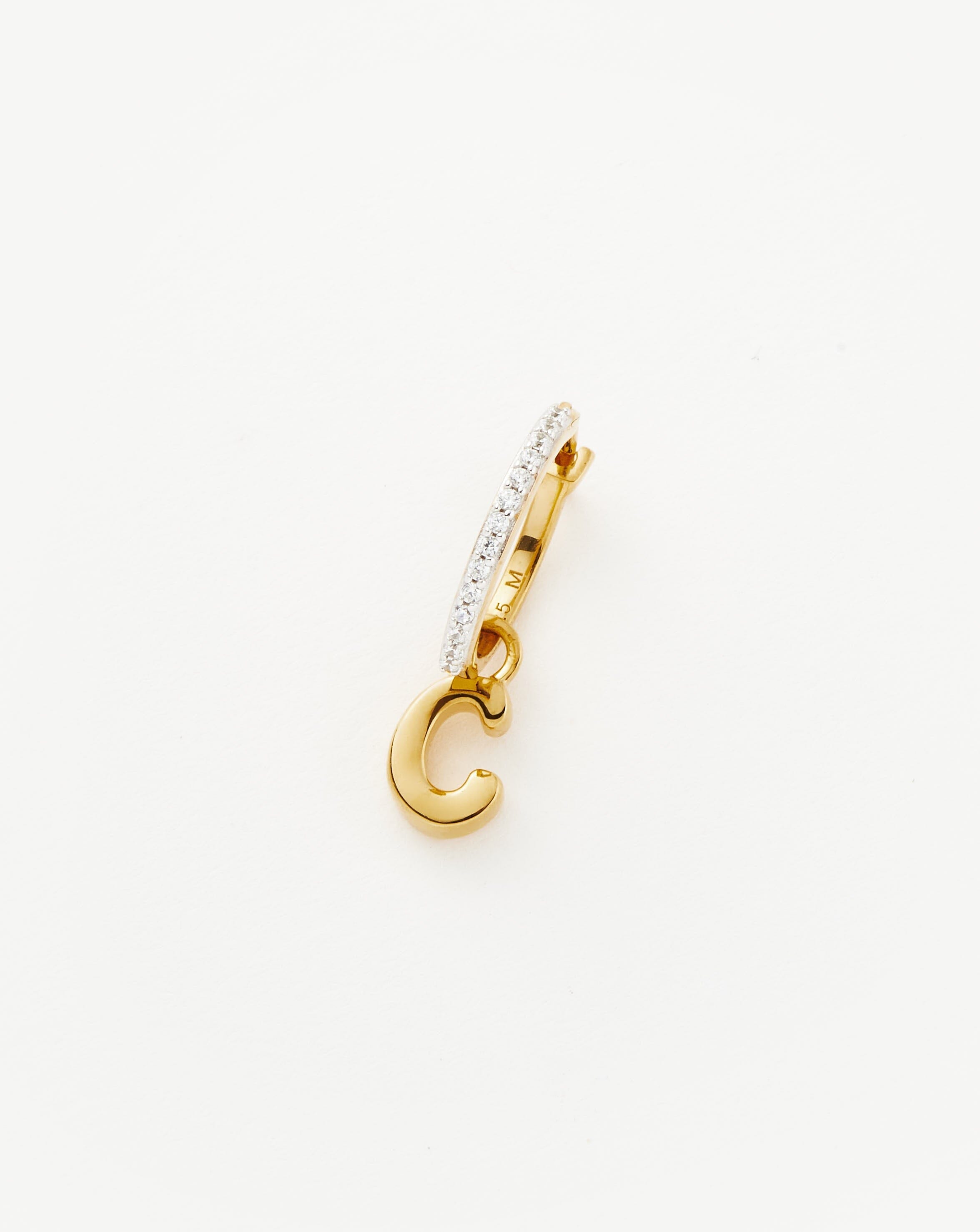Large F Letter Crystal Hoop Earrings Gold Gems