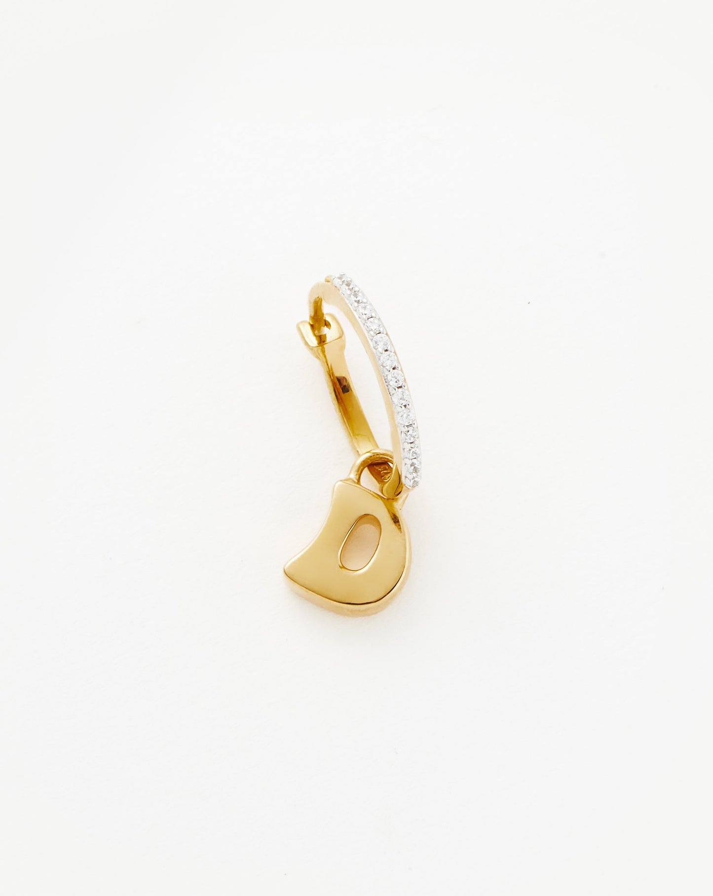 Initial Single Charm Hoop Earring - Initial D | 18ct Gold Plated Vermeil Earrings Missoma