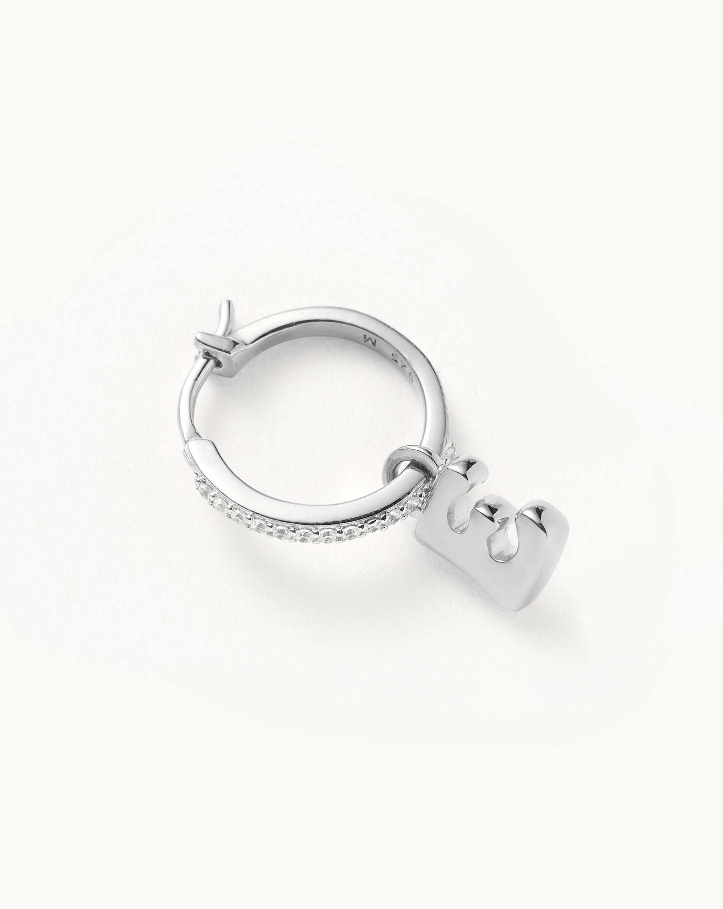 Initial Single Charm Hoop Earring - Initial E | Sterling Silver Earrings Missoma