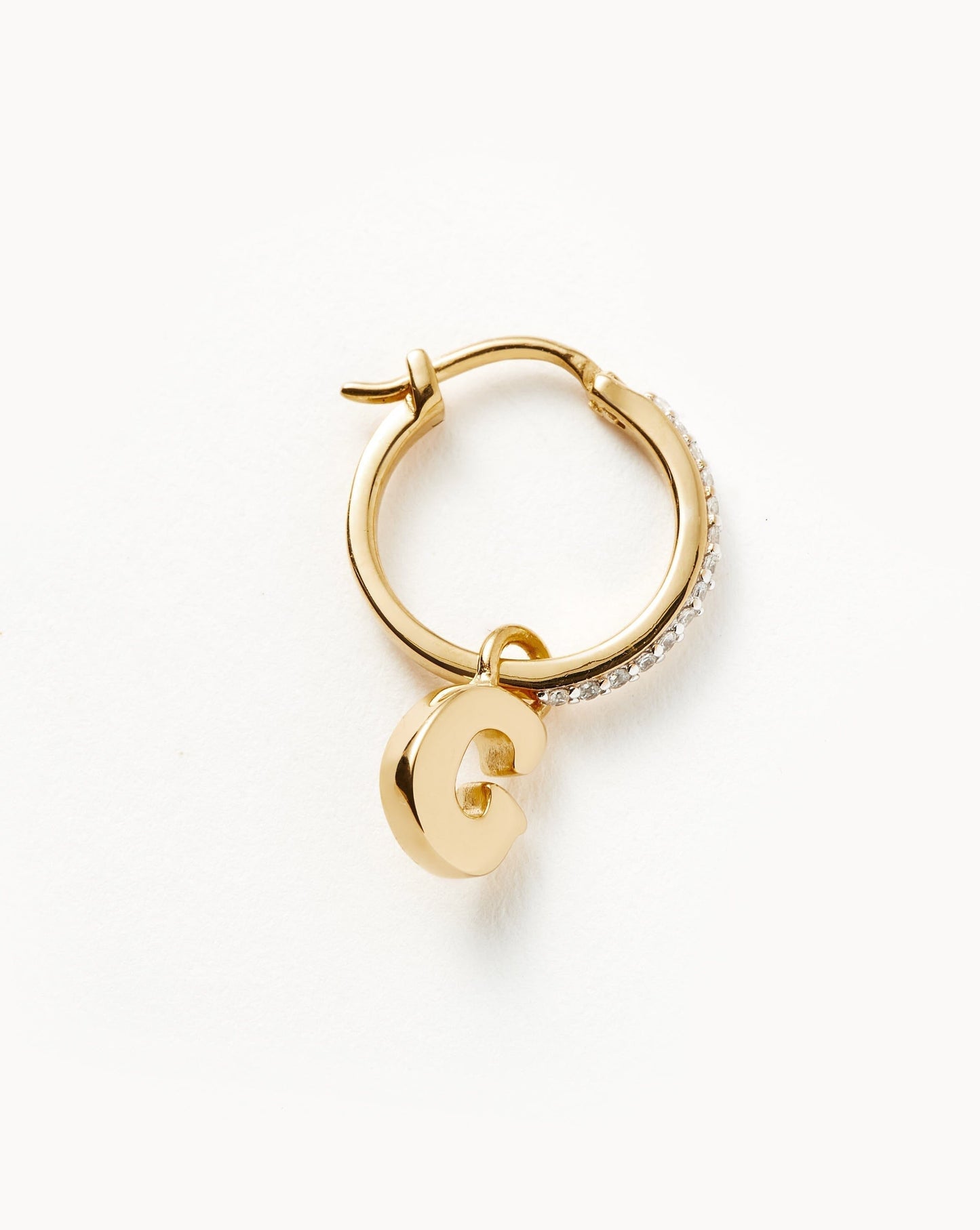 Initial Single Charm Hoop Earring - Initial G | 18ct Gold Plated Vermeil Earrings Missoma
