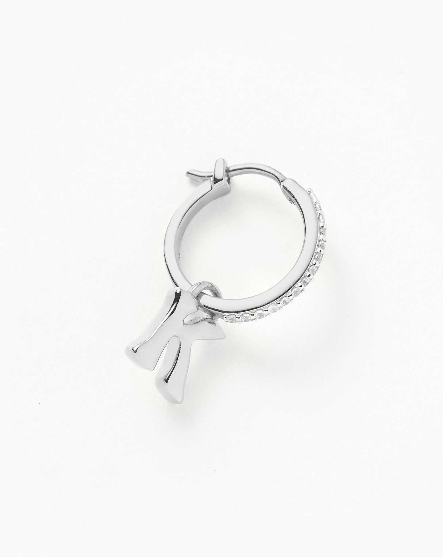 Initial Single Charm Hoop Earring - Initial J | Sterling Silver Earrings Missoma
