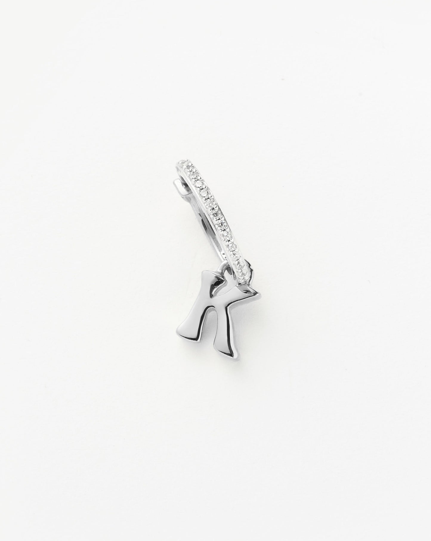 Initial Single Charm Hoop Earring - Initial K | Sterling Silver Earrings Missoma