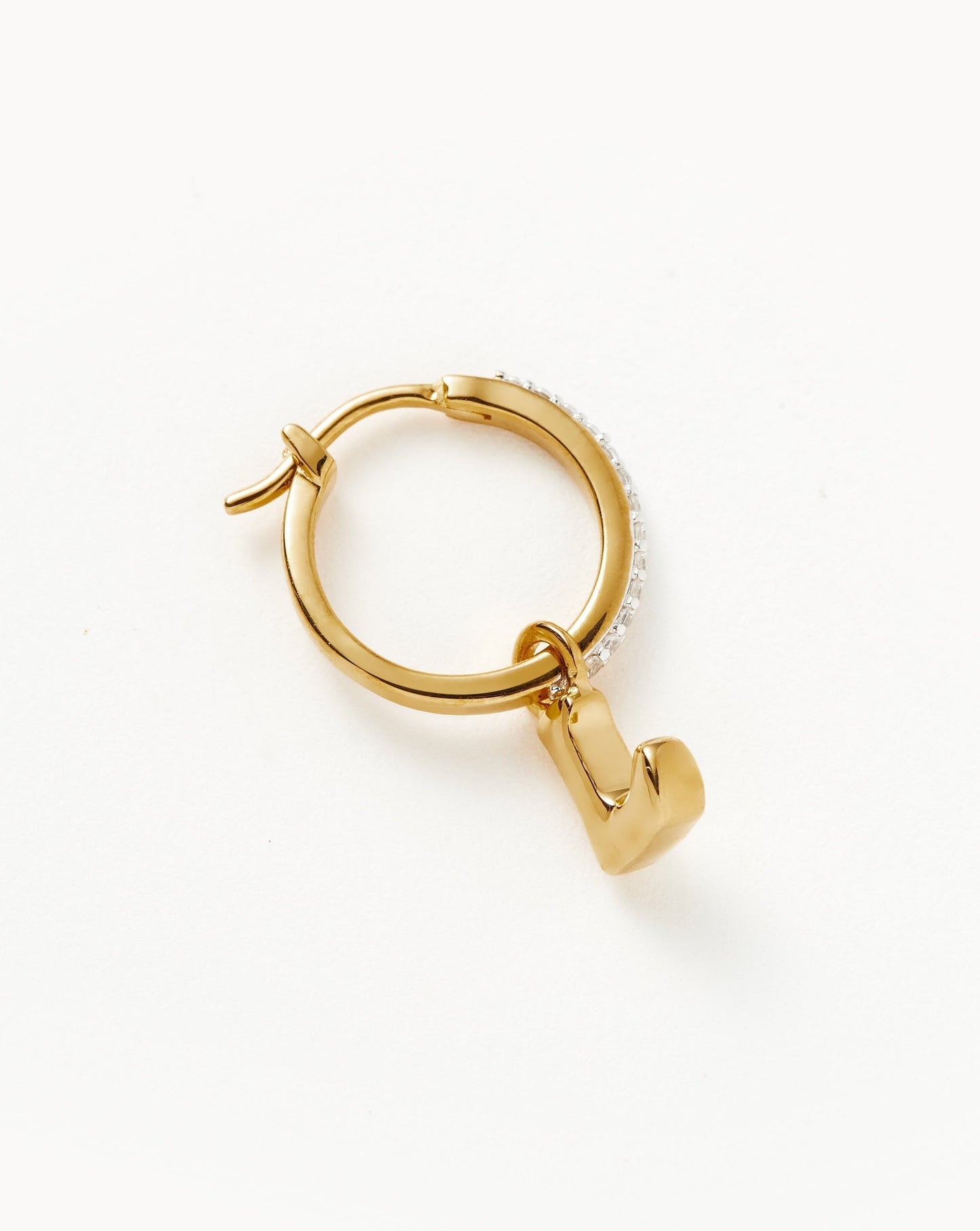 Initial Single Charm Hoop Earring - Initial L | 18ct Gold Plated Vermeil Earrings Missoma