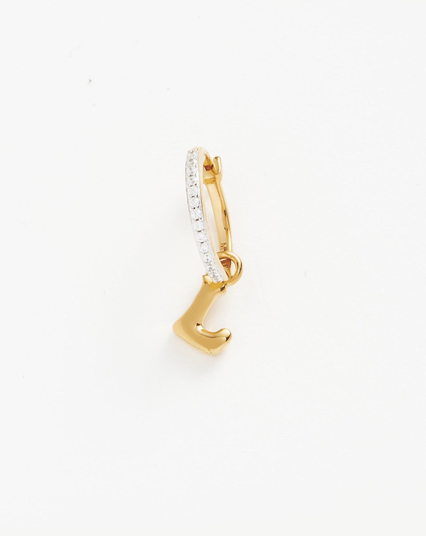 Initial Single Charm Hoop Earring - Initial L | 18ct Gold Plated Vermeil Earrings Missoma