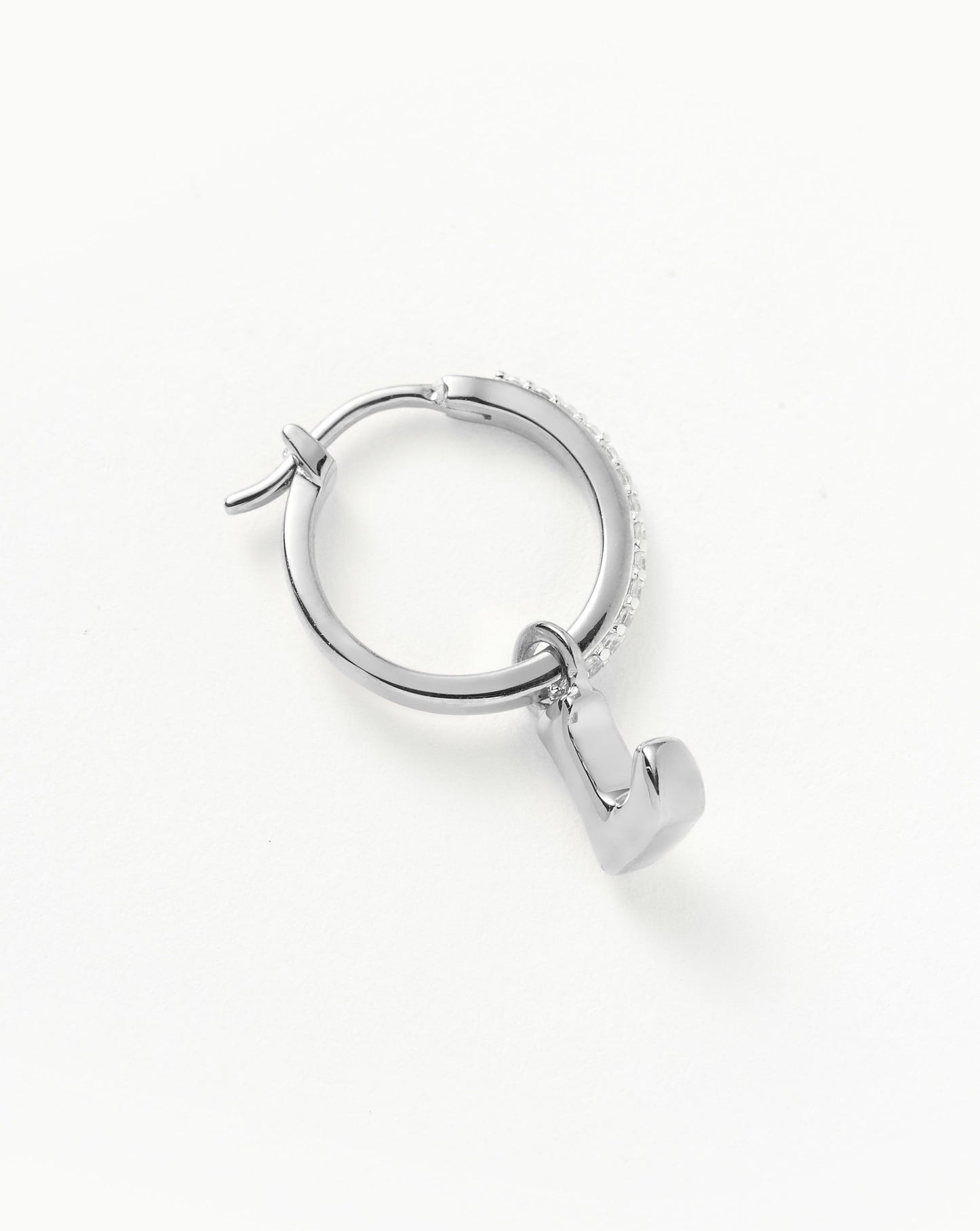 Initial Single Charm Hoop Earring - Initial L | Sterling Silver Earrings Missoma
