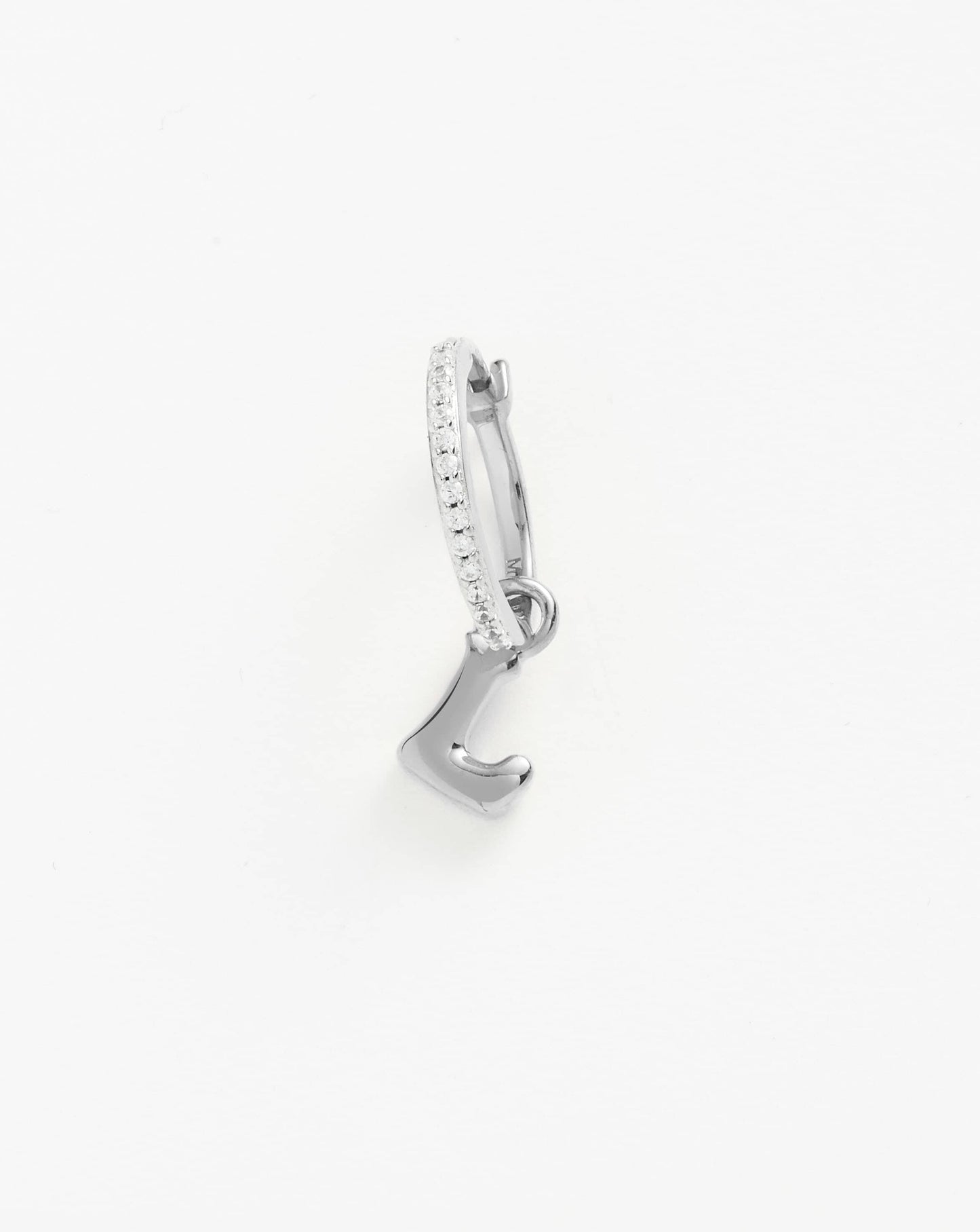 Initial Single Charm Hoop Earring - Initial L | Sterling Silver Earrings Missoma