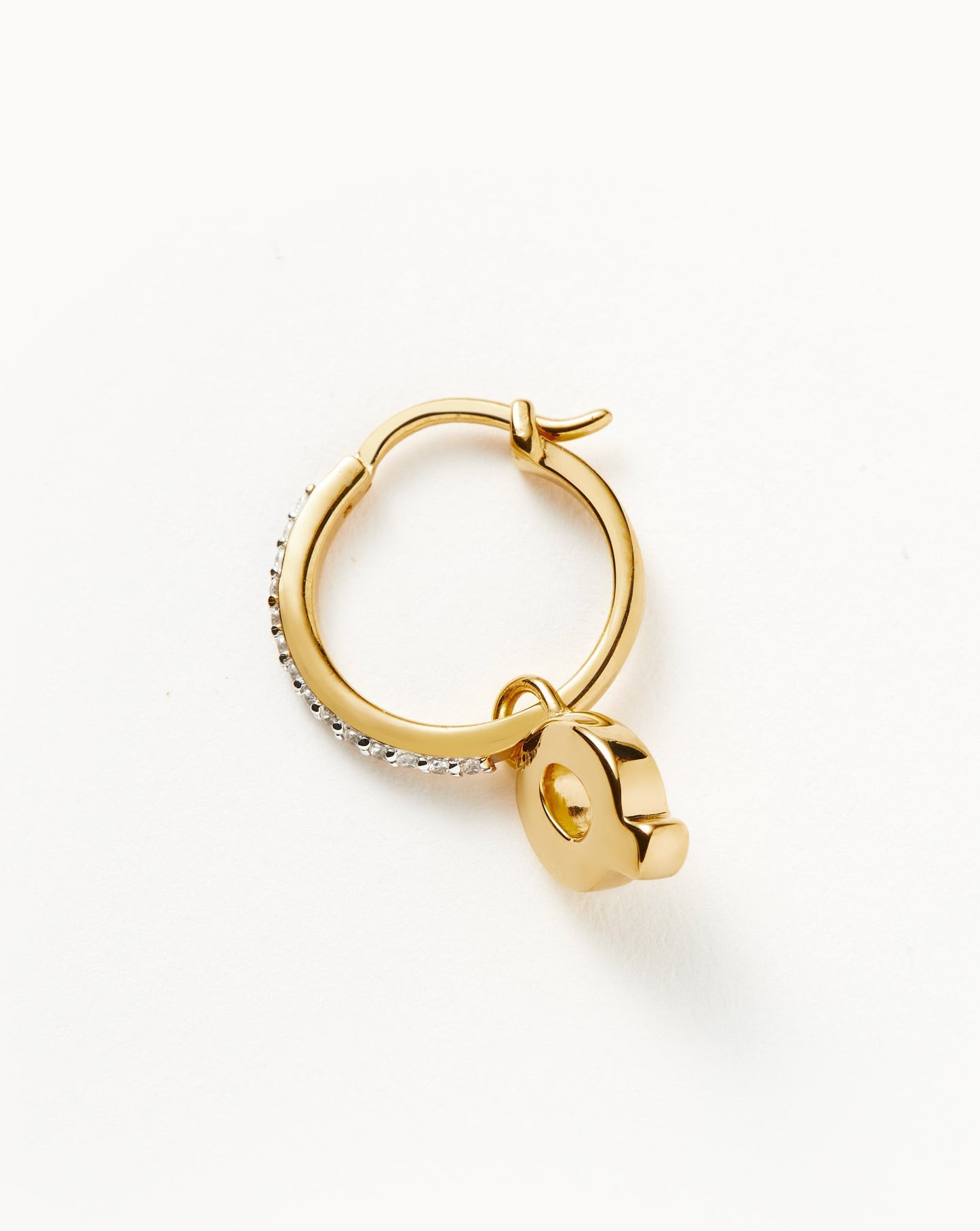 Initial Single Charm Hoop Earring - Initial Q | 18ct Gold Plated Vermeil Earrings Missoma