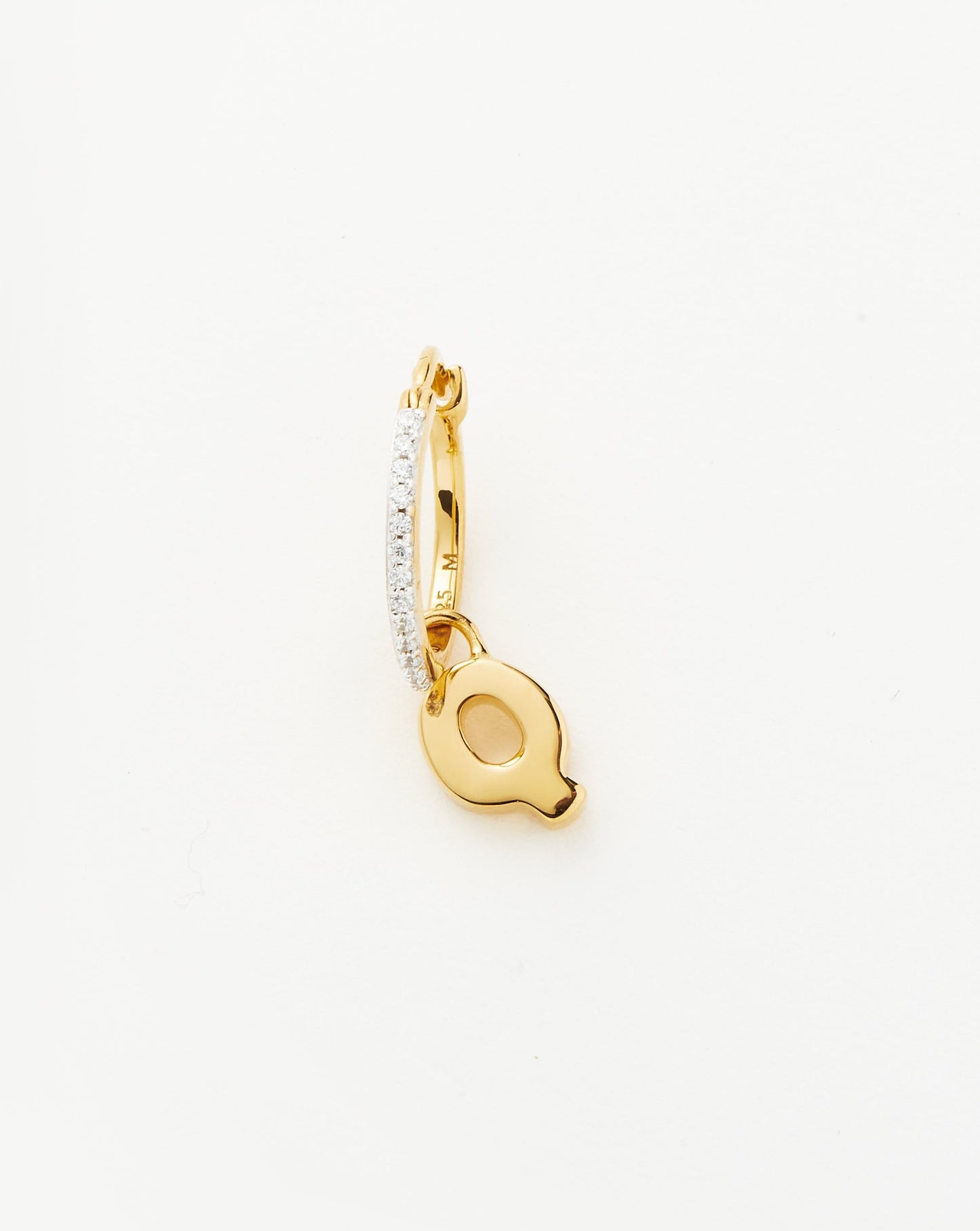 Initial Single Charm Hoop Earring - Initial Q | 18ct Gold Plated Vermeil Earrings Missoma
