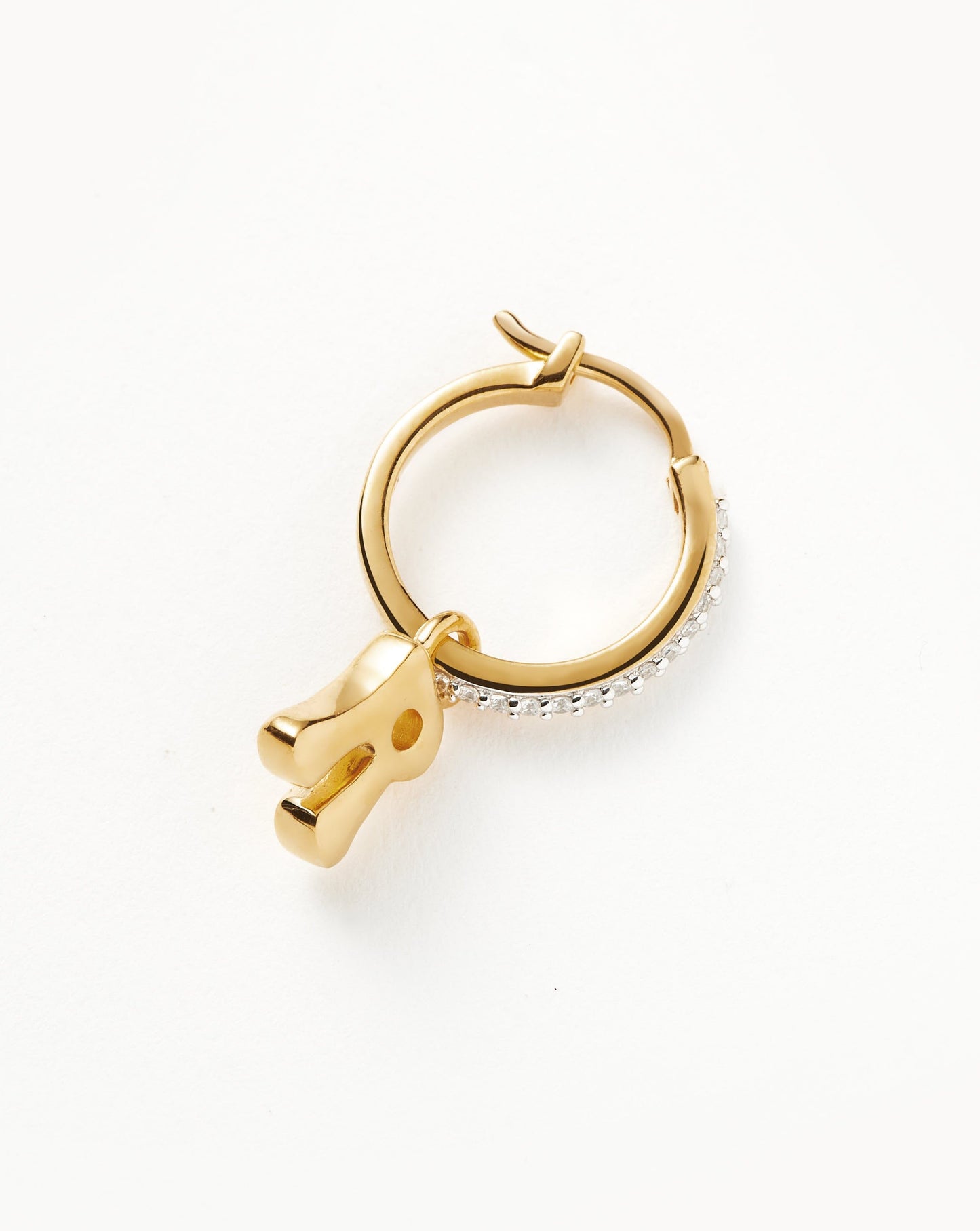 Initial Single Charm Hoop Earring - Initial R | 18ct Gold Plated Vermeil Earrings Missoma