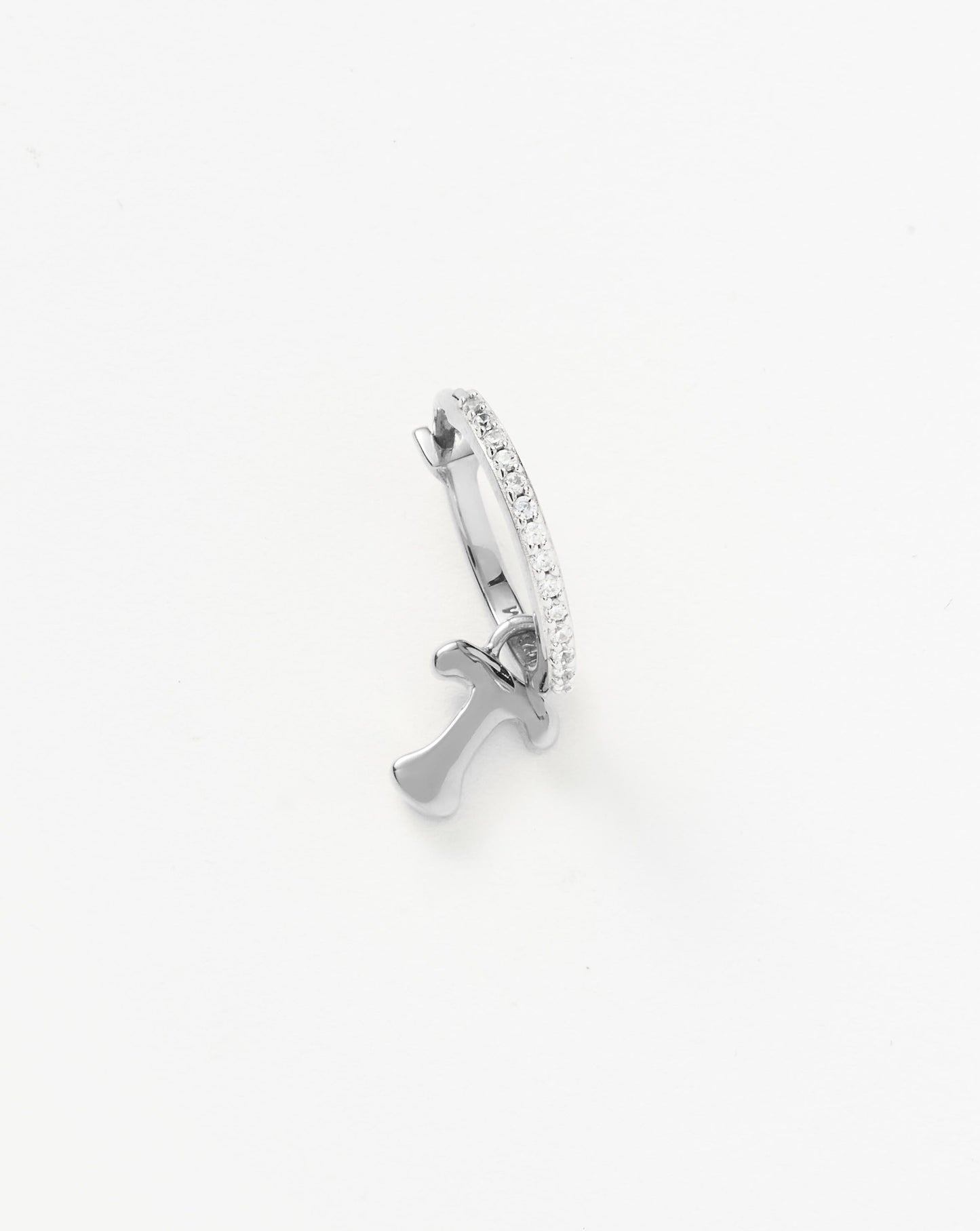 Initial Single Charm Hoop Earring - Initial T | Sterling Silver Earrings Missoma