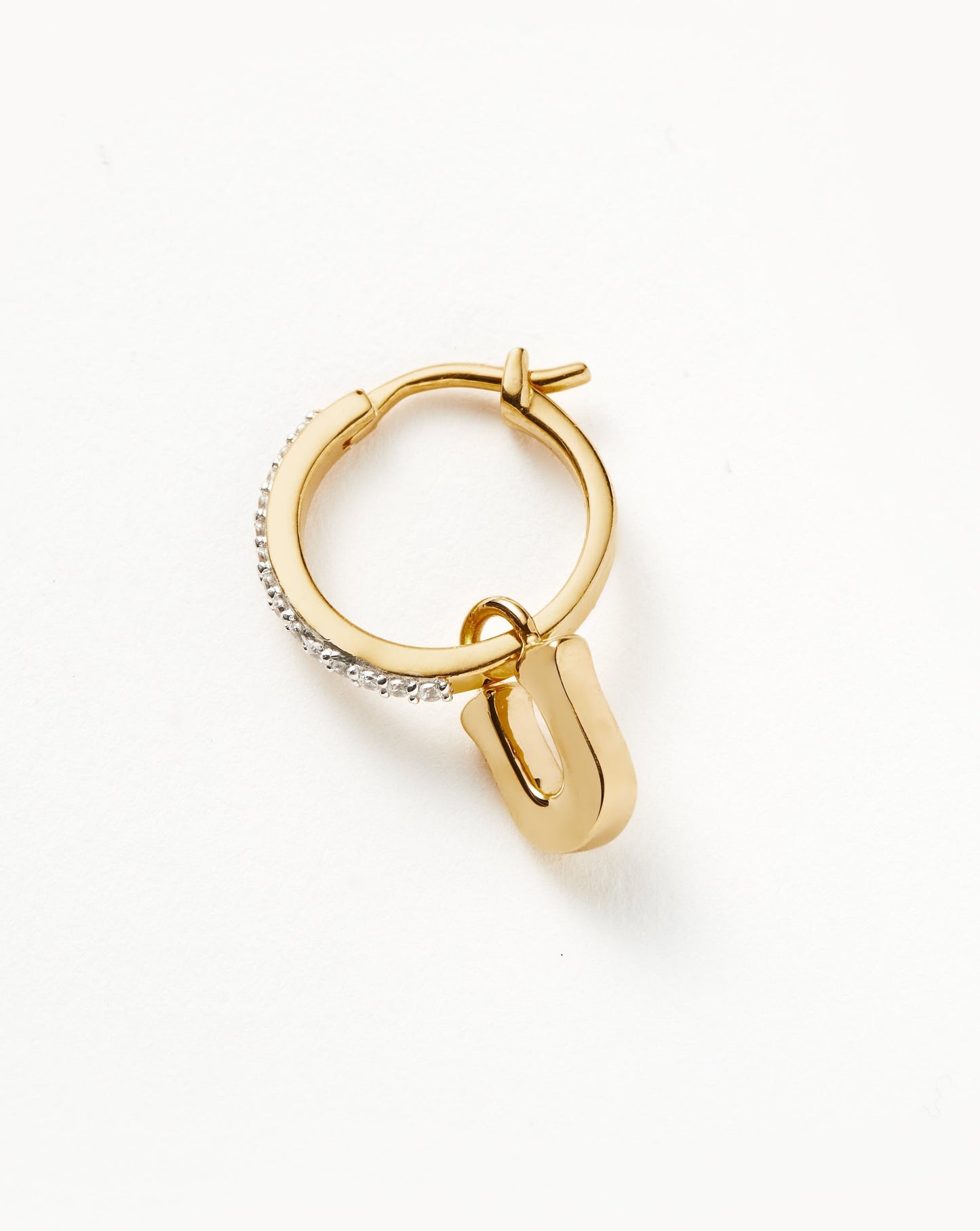 Initial Single Charm Hoop Earring - Initial U | 18ct Gold Plated Vermeil Earrings Missoma