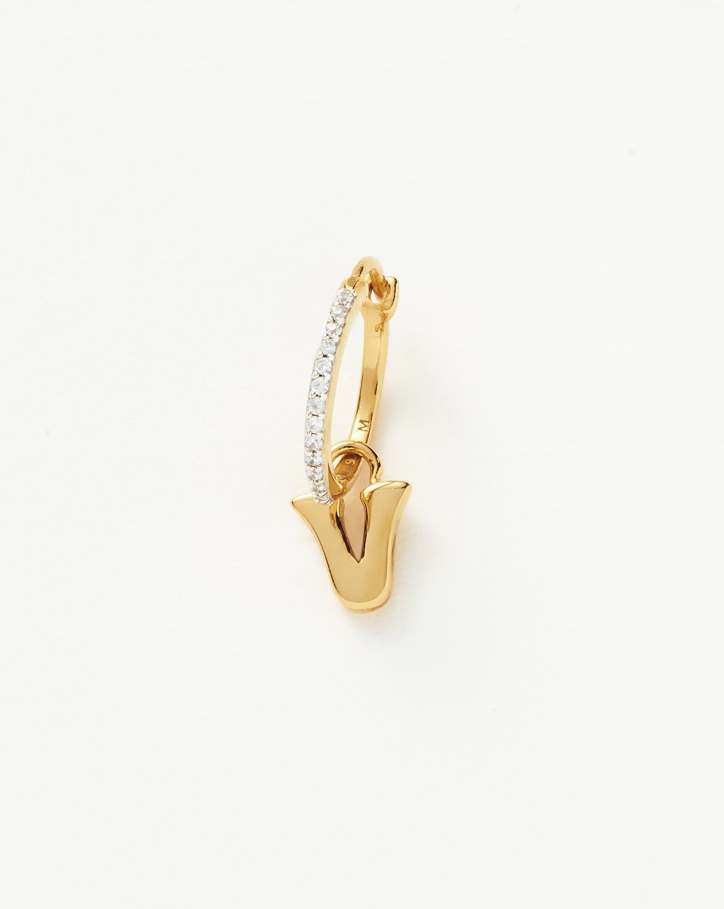 Initial Single Charm Hoop Earring - Initial V | 18ct Gold Plated Vermeil Earrings Missoma