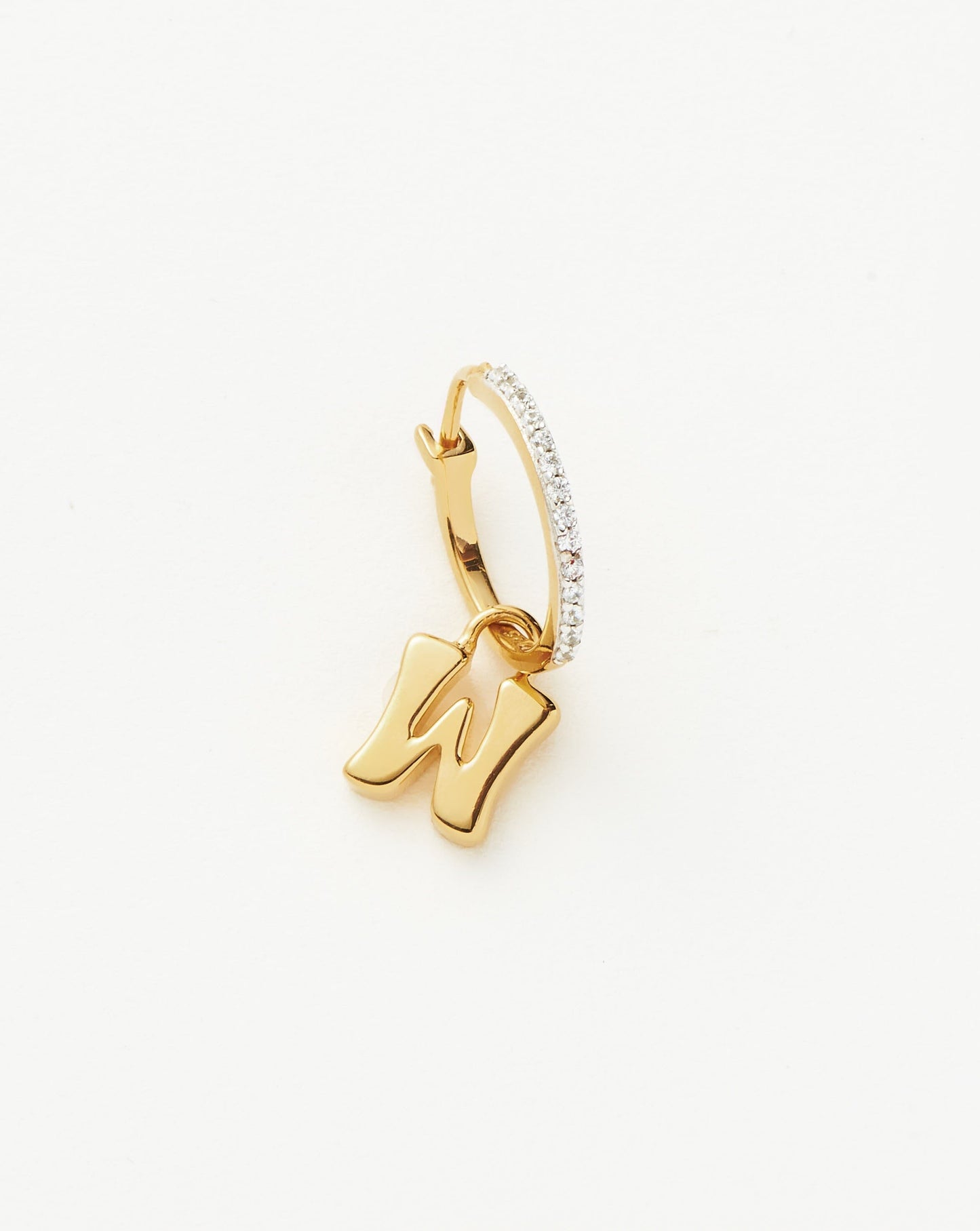 Initial Single Charm Hoop Earring - Initial W | 18ct Gold Plated Vermeil Earrings Missoma