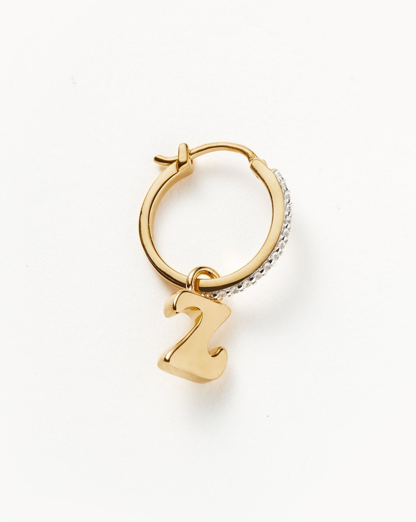Initial Single Charm Hoop Earring - Initial Z | 18ct Gold Plated Vermeil Earrings Missoma