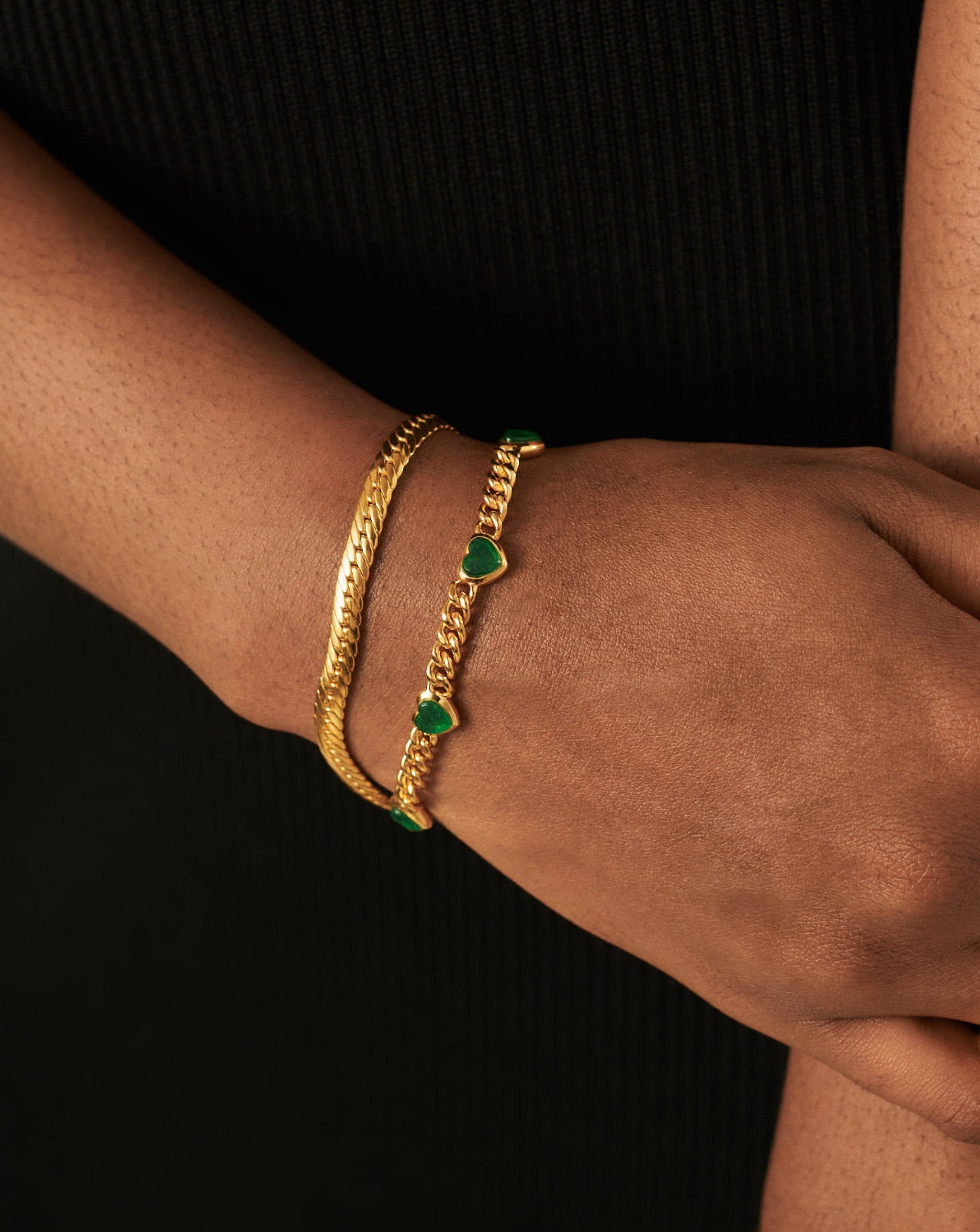 Jelly Heart Gemstone Charm Bracelet |18ct Gold Plated/Green Chalcedony Bracelets Missoma