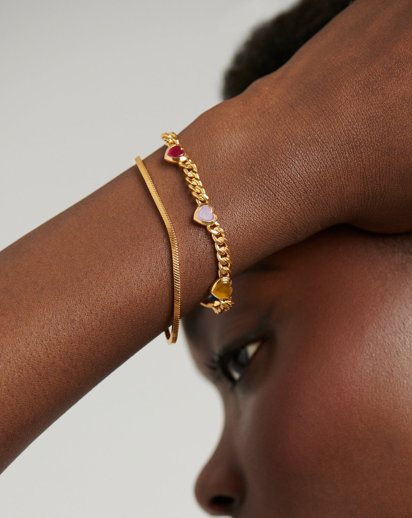 Jelly Heart Gemstone Charm Bracelet | 18ct Gold Plated/Multi Quartz Bracelets Missoma