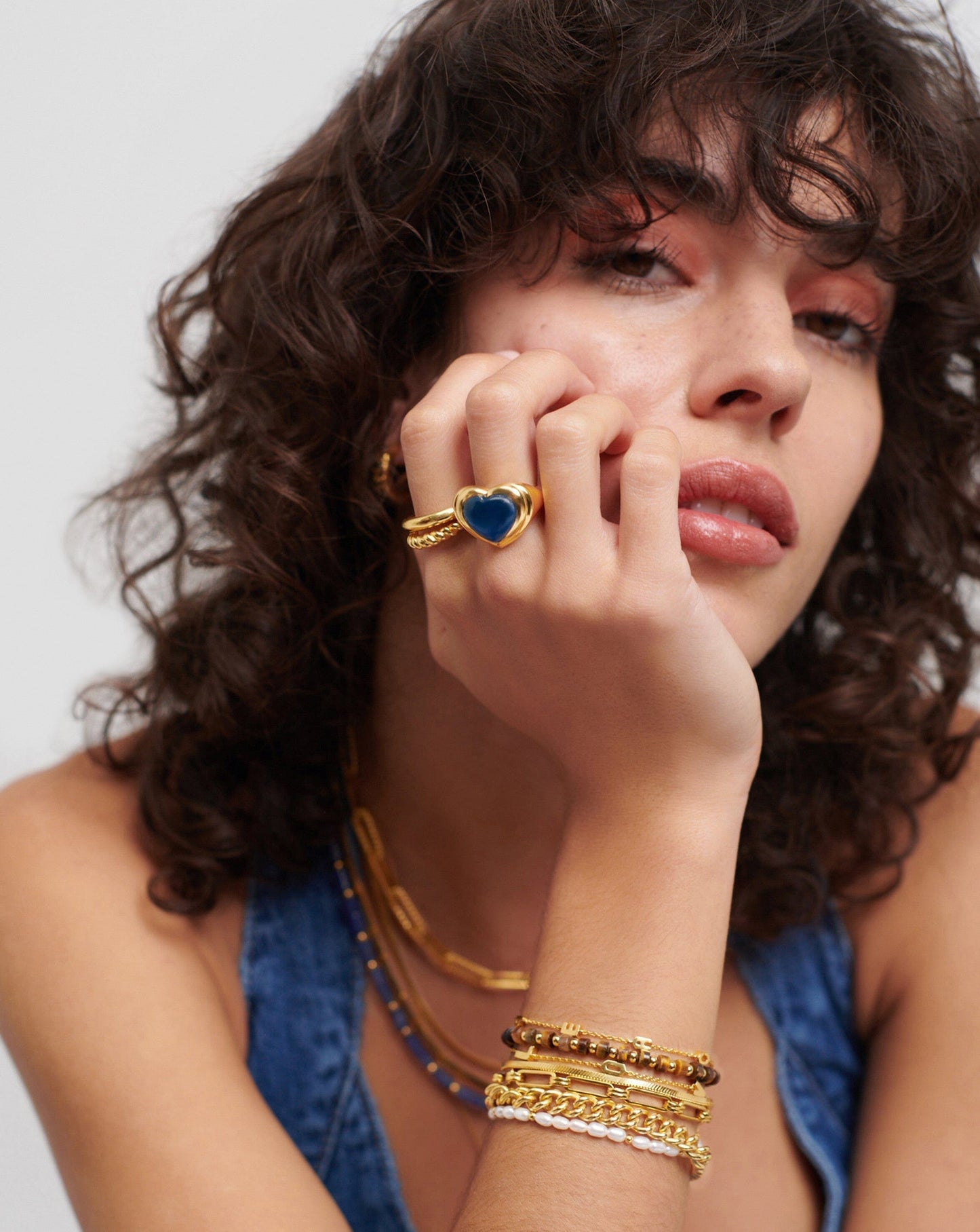 Jelly Heart Gemstone Ring | 18ct Gold Plated/Blue Quartz Rings Missoma