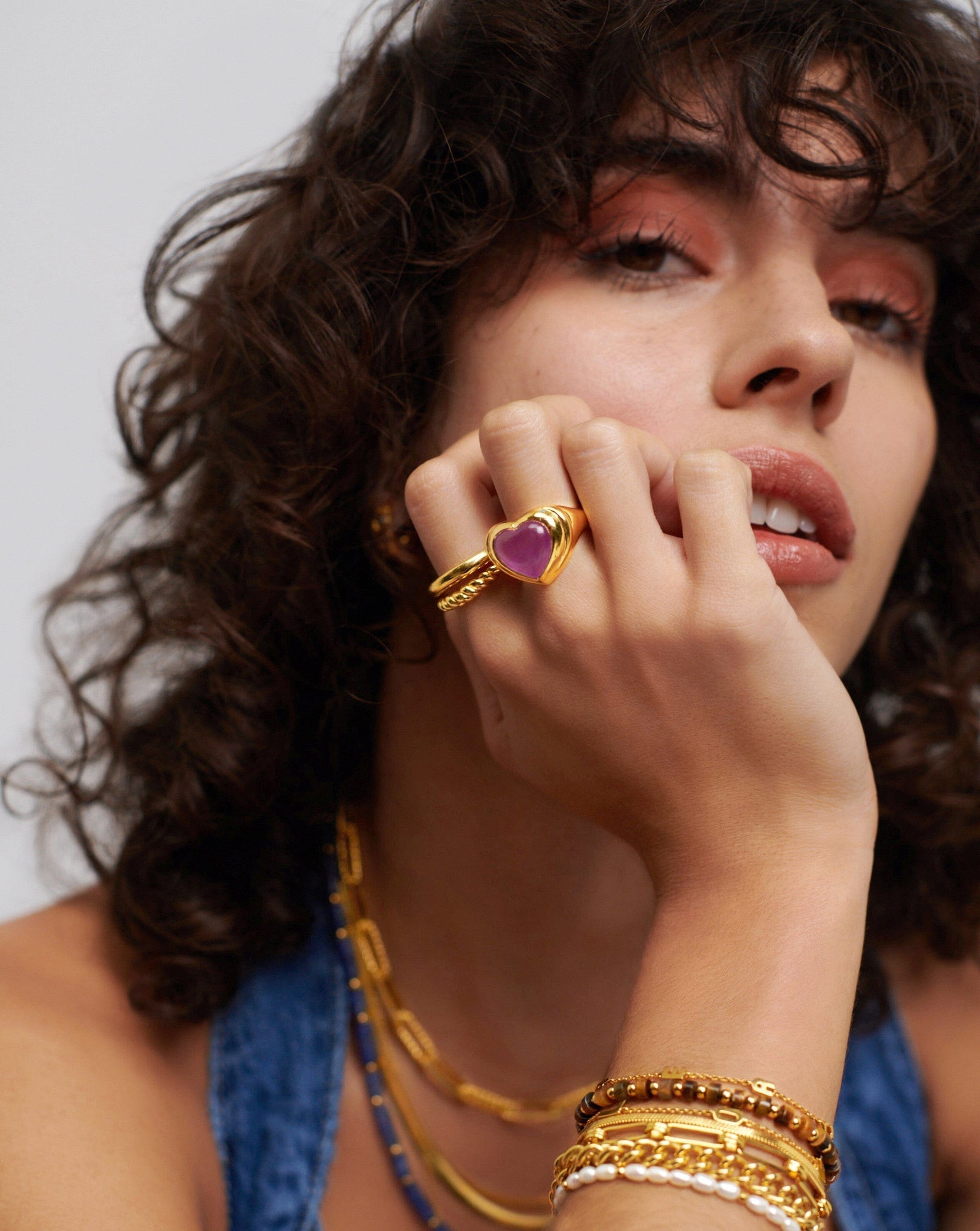 Jelly Heart Gemstone Ring | 18ct Gold Plated/Purple Quartz Rings Missoma