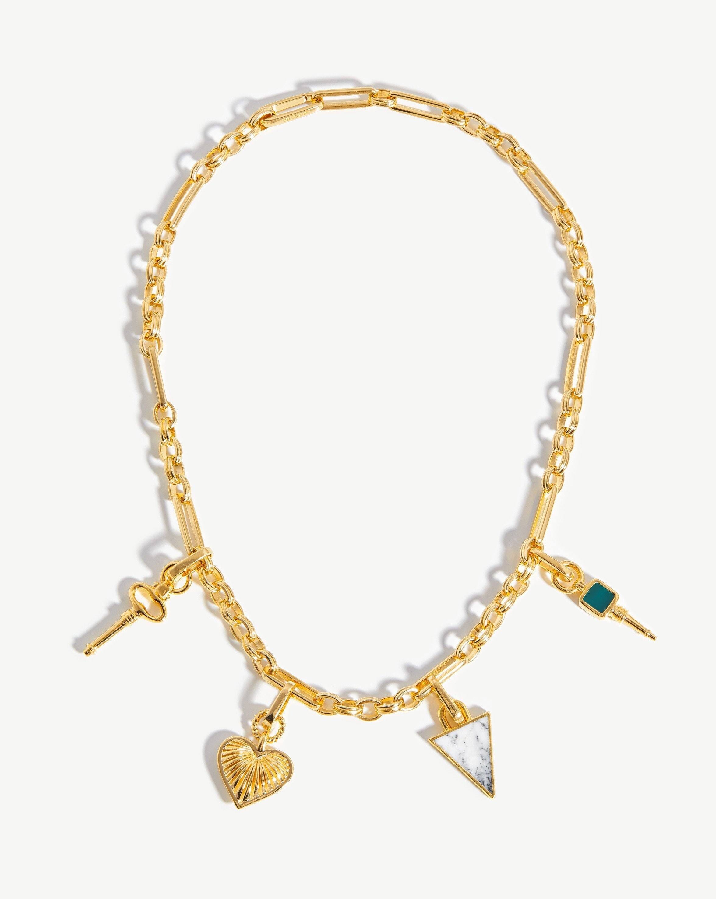 LOUIS VUITTON Metal Onyx Crystal Padlock And Key Pendant Necklace