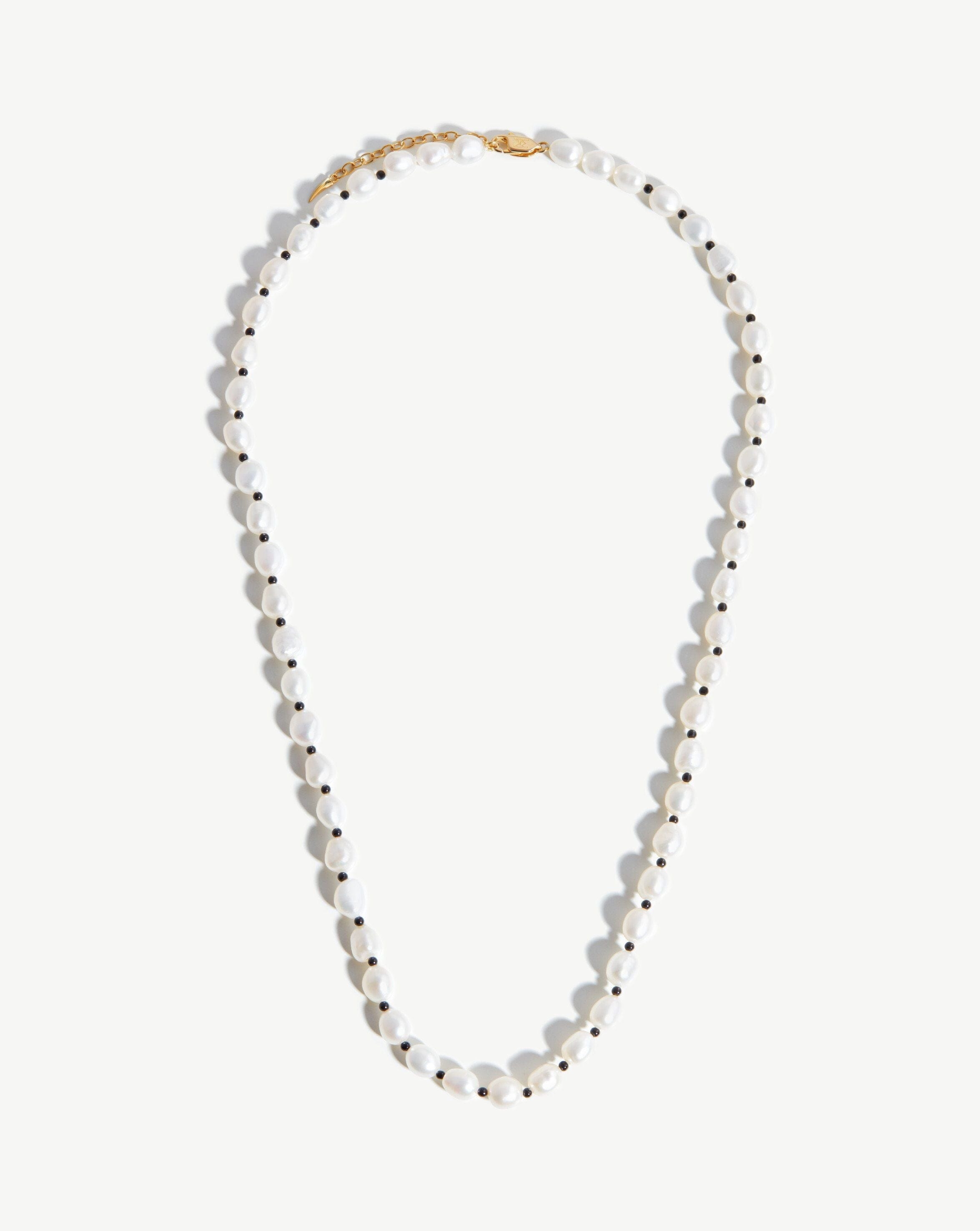 Long Pearl Beaded Gemstone Necklace 18k Gold Plated Missoma