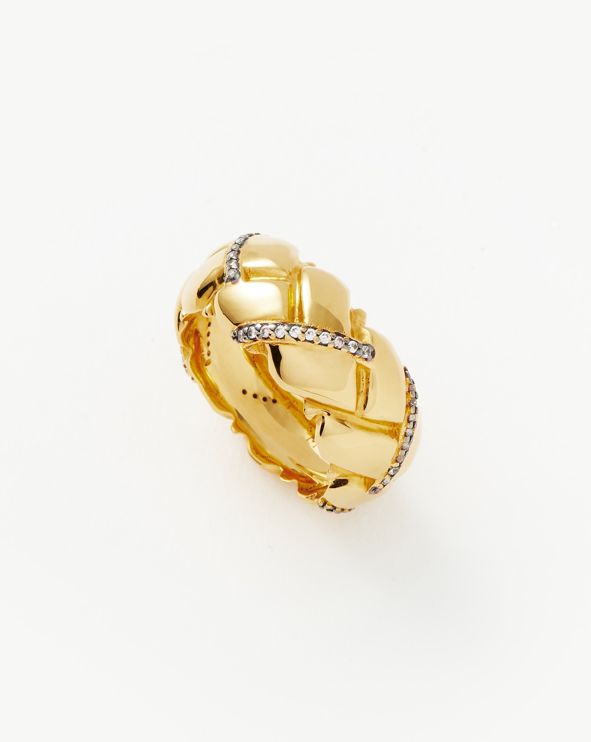 Lucy Williams Chunky Pavé Waffle Ring | 18ct Gold Plated/Cubic Zirconia