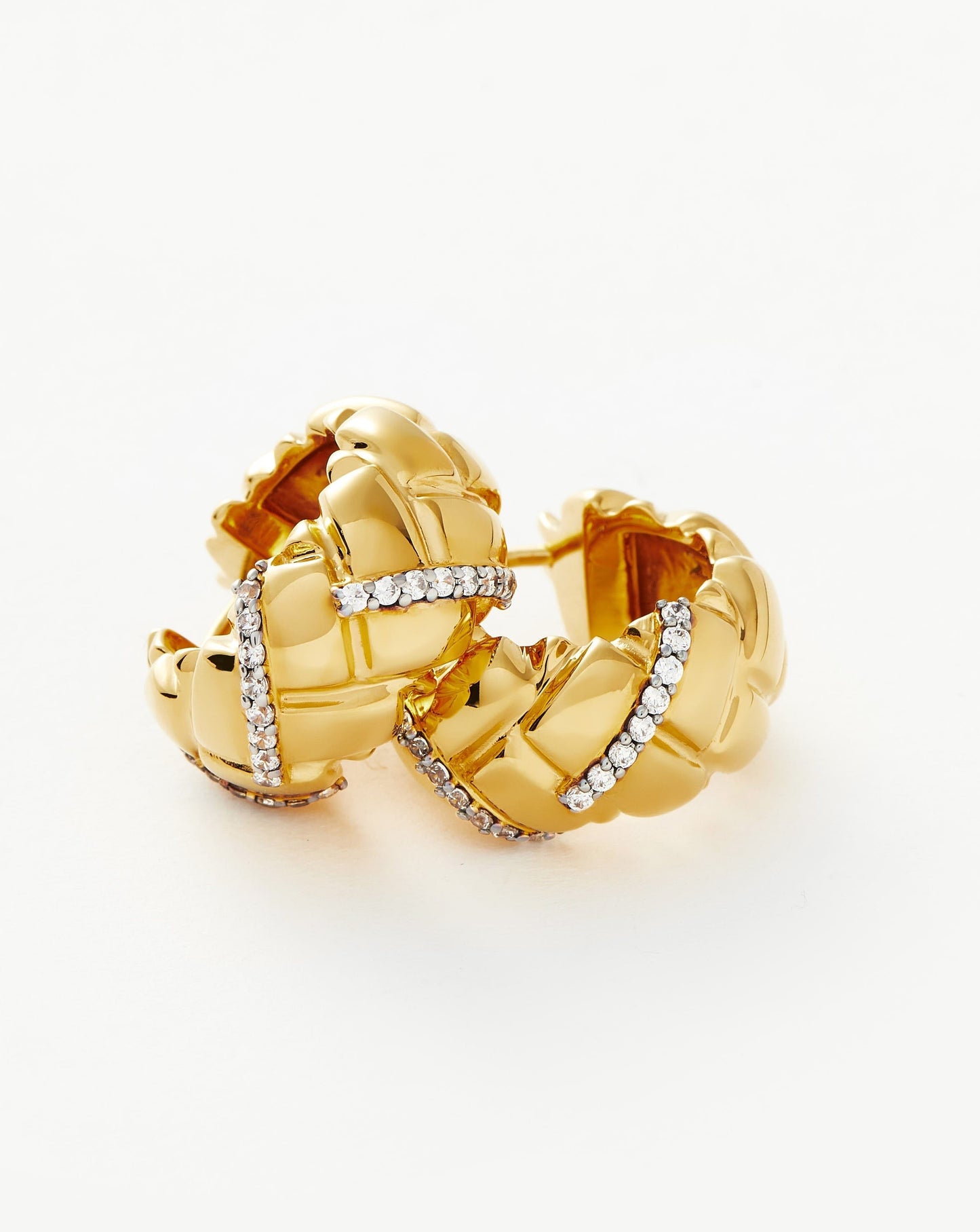 Lucy Williams Chunky Pave Waffle Small Hoop Earrings | 18ct Gold Plated/Cubic Zirconia Earrings Missoma