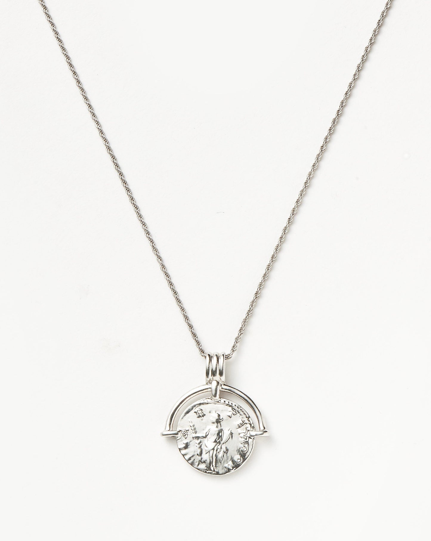 Lucy Williams Engravable Roman Arc Coin Necklace | Silver Plated Necklaces Missoma