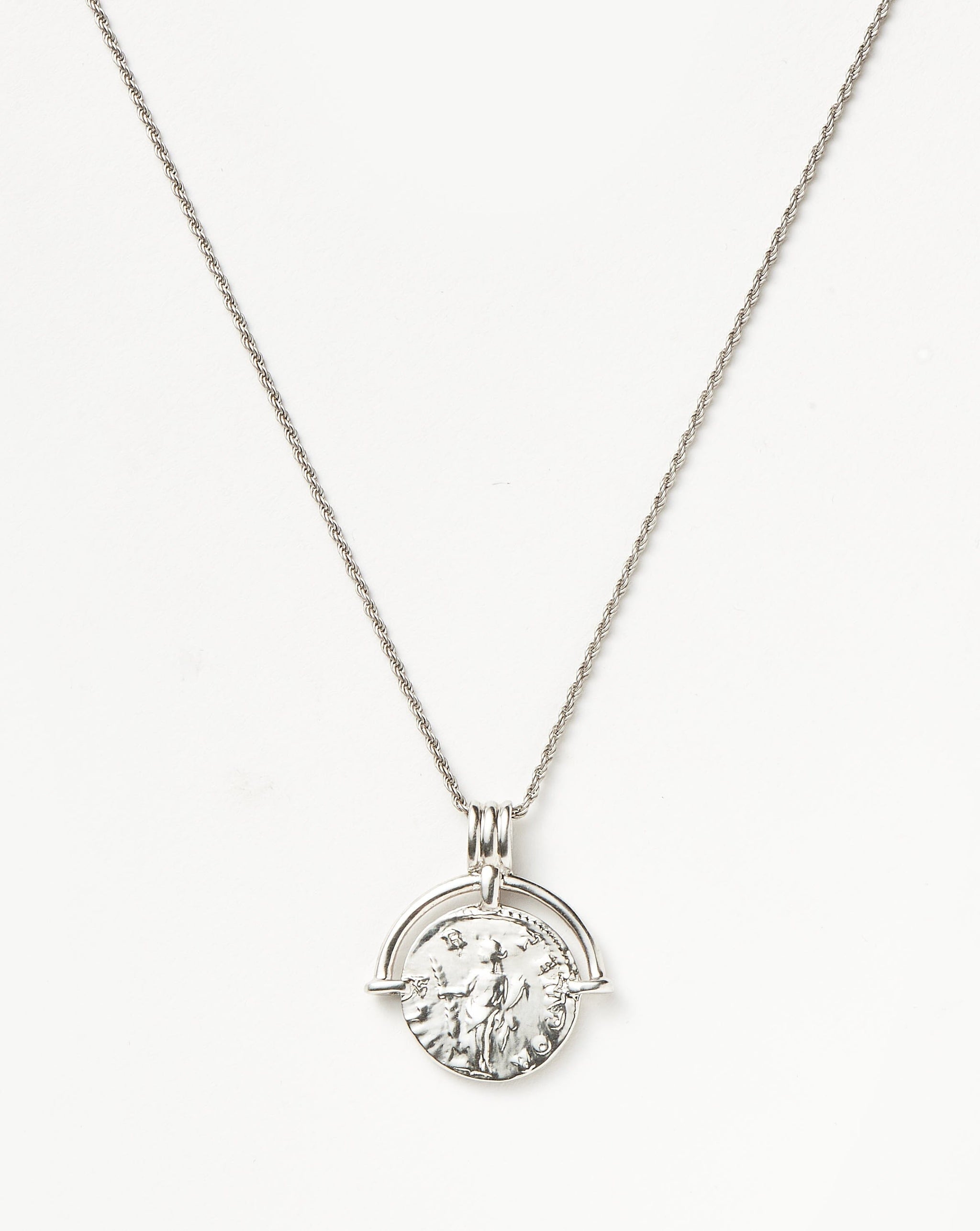 Lucy Williams Engravable Roman Arc Coin Necklace | Silver Plated Necklaces Missoma