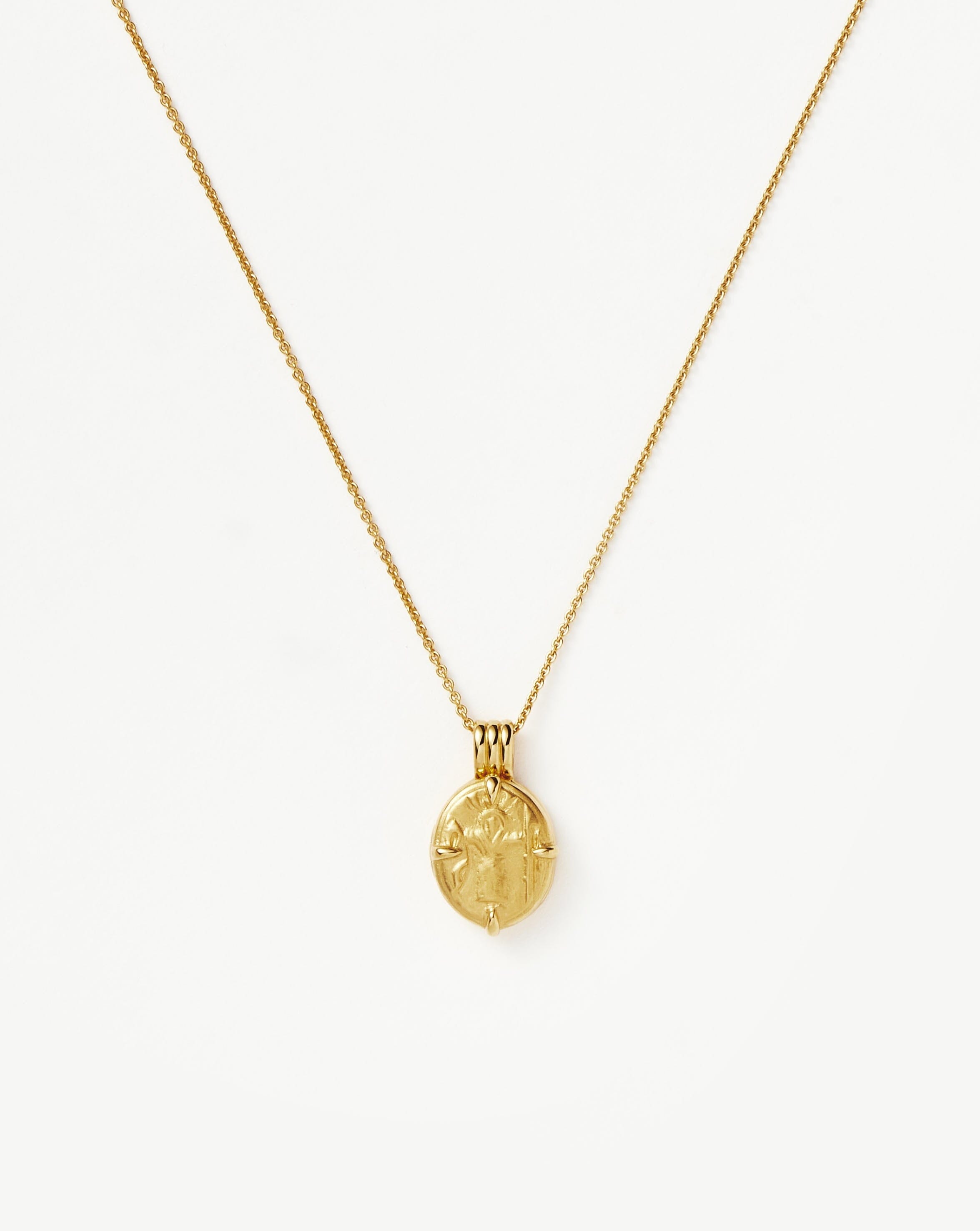 Missoma Engravable Heart Ridge Locket Pendant Necklace | 18ct Gold Plated Vermeil/Rainbow Moonstone