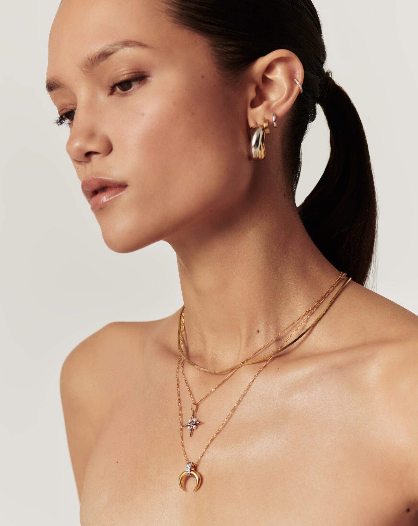 Lucy Williams Pavé Horn Pendant Necklace | 18ct Gold Plated Vermeil/Cubic Zirconia Necklaces Missoma