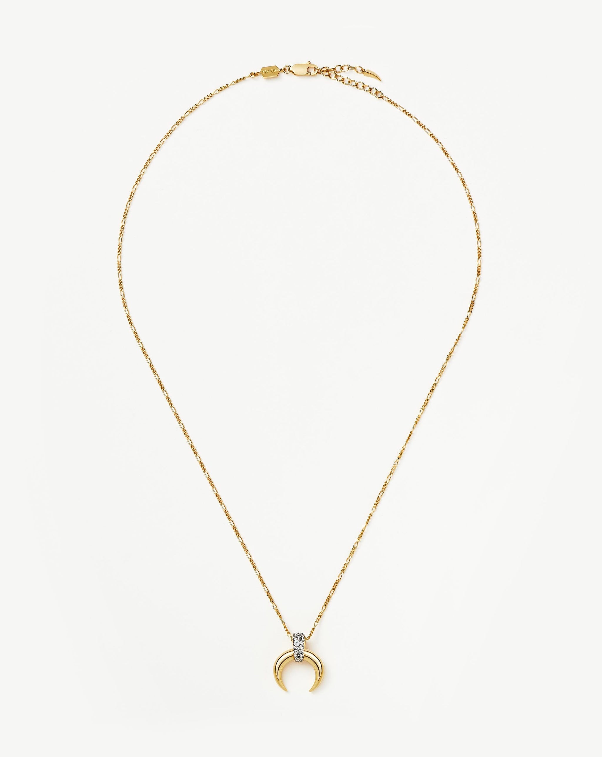 Lucy Williams Pavé Horn Pendant Necklace | 18ct Gold Plated Vermeil/Cubic Zirconia Necklaces Missoma