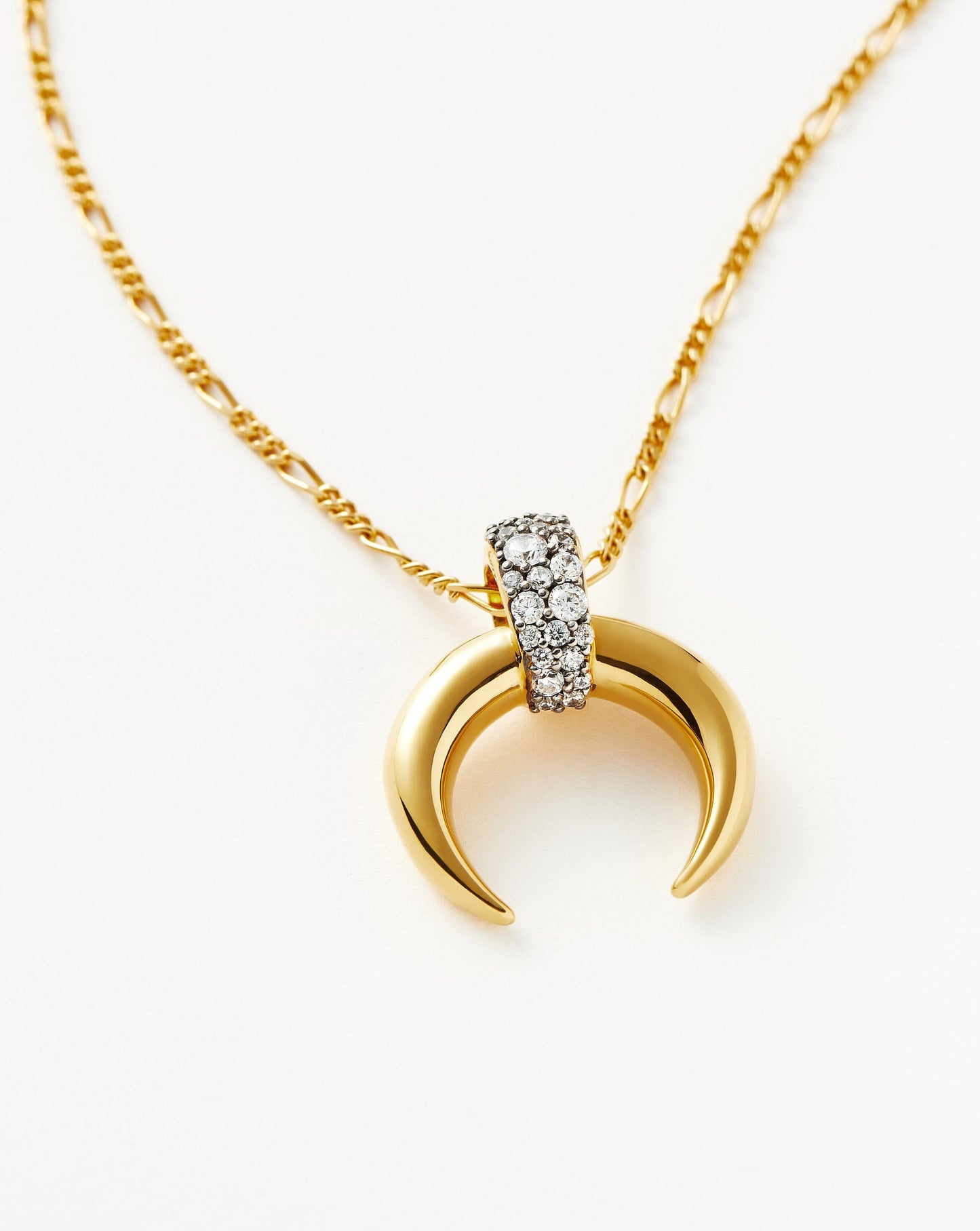 Lucy Williams Pavé Horn Pendant Necklace | 18ct Gold Plated Vermeil/Cubic Zirconia Necklaces Missoma