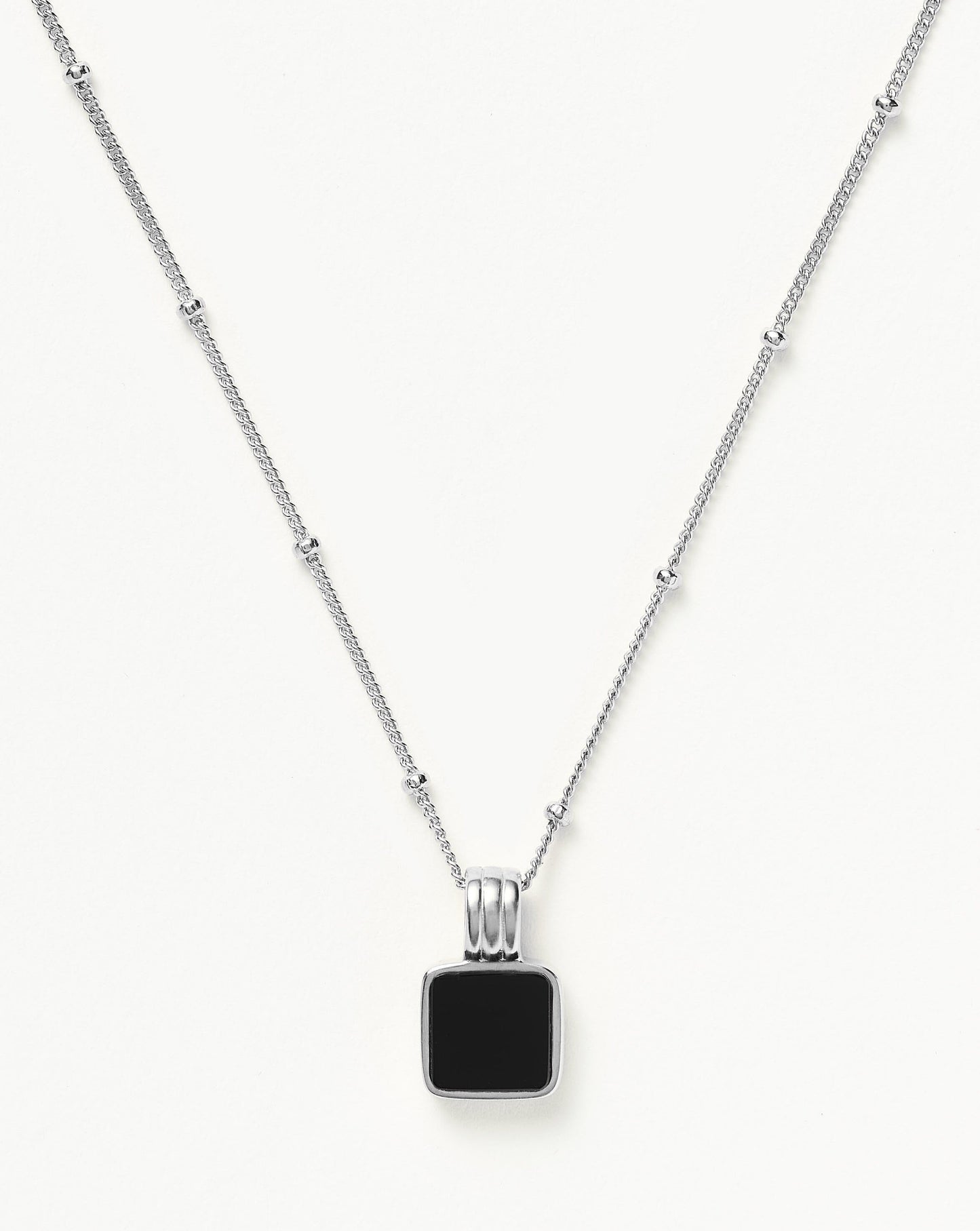Lucy Williams Square Onyx Gemstone Necklace | Sterling Silver/Black Onyx Necklaces Missoma