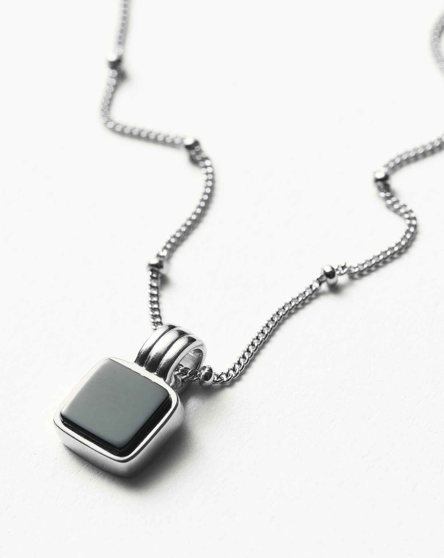 Lucy Williams Square Onyx Gemstone Necklace | Sterling Silver/Black Onyx Necklaces Missoma