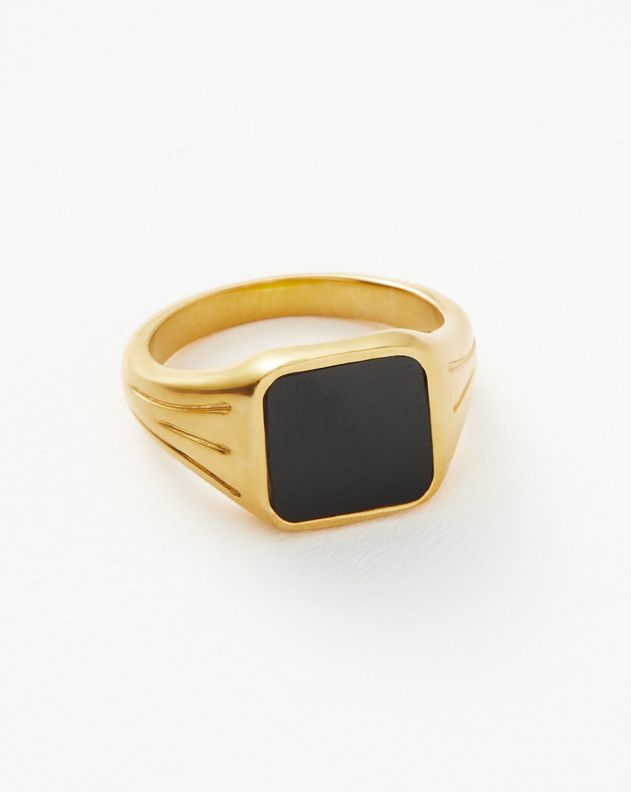 Lucy Williams Square Signet Ring | 18ct Gold Plated Vermeil/Black Spinel Rings Missoma
