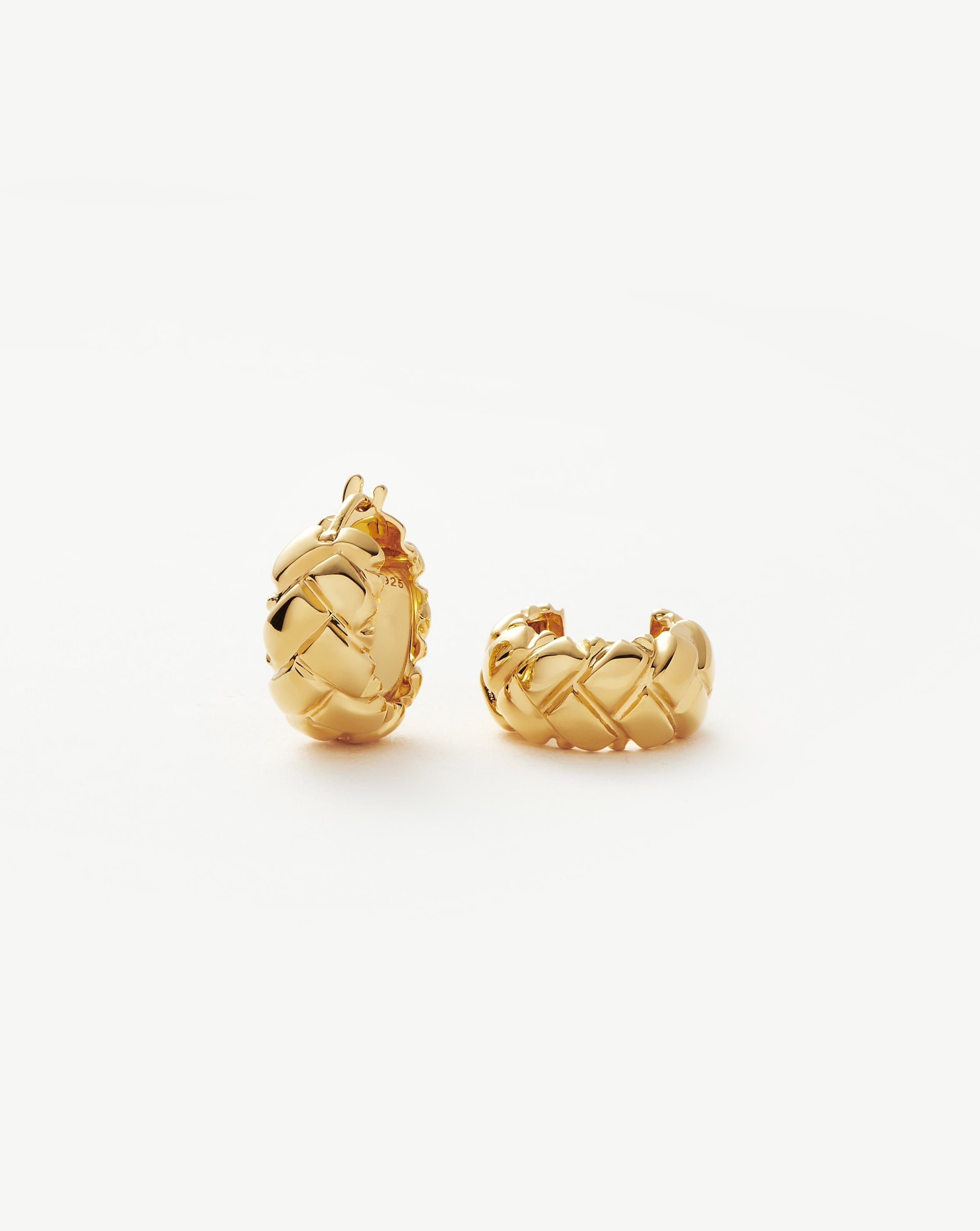 Lucy Williams Waffle Mini Hoop Earrings | 18ct Gold Plated Vermeil