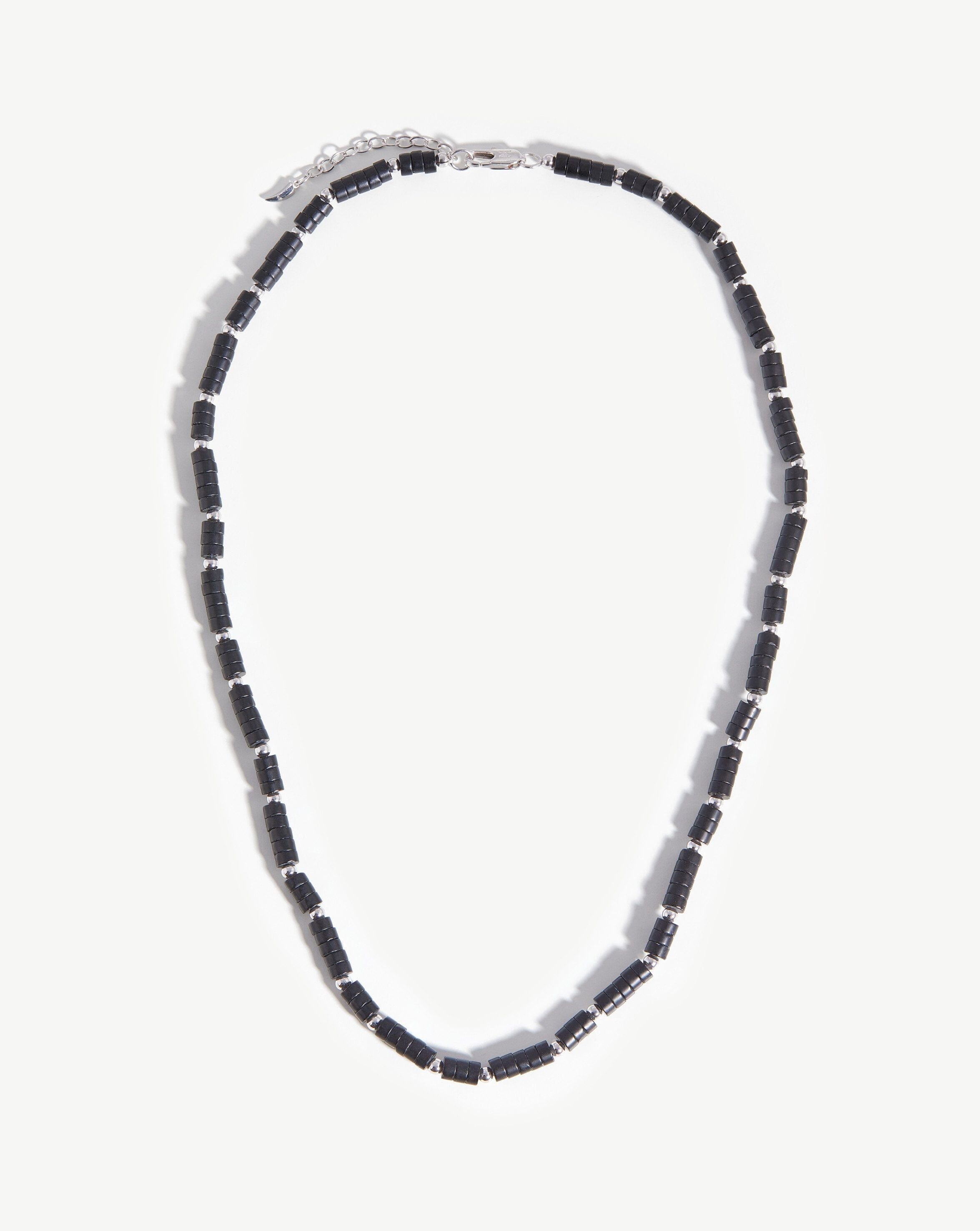 Missoma Medium Beaded Stack Necklace | Silver Plated/Black Onyx