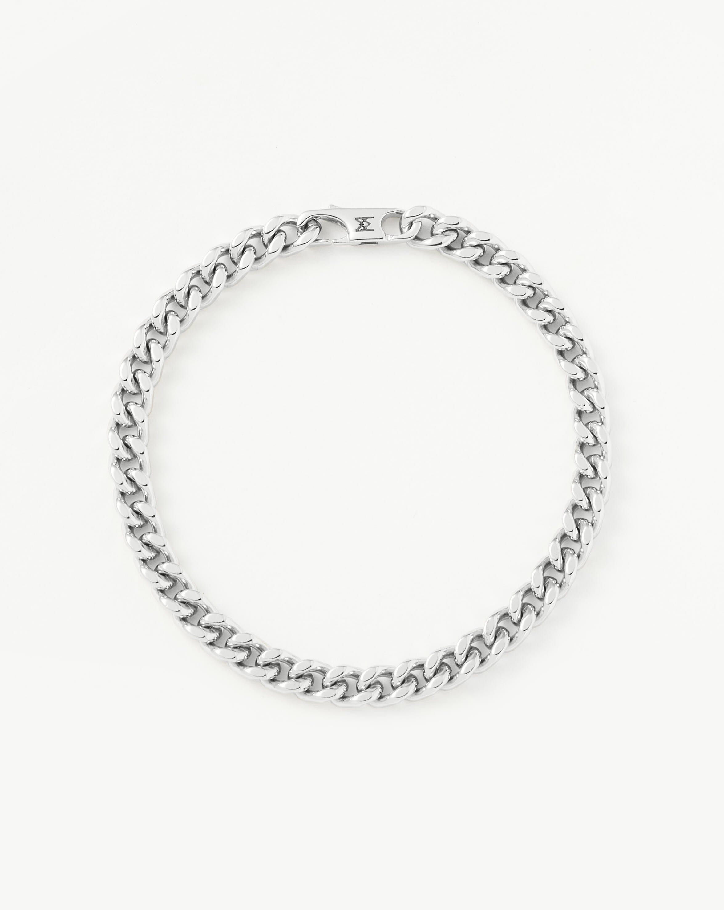 Missoma Mens Flat Curb Chain Necklace | Silver Plated