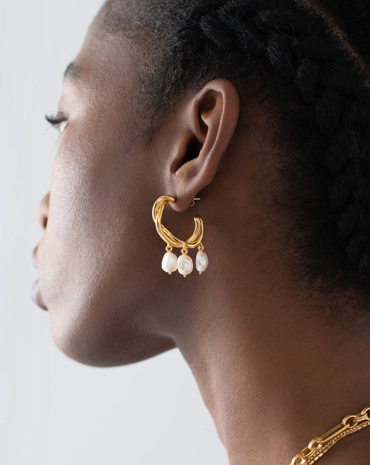 Molten Baroque Pearl Drop Hoop Earrings Earrings Missoma