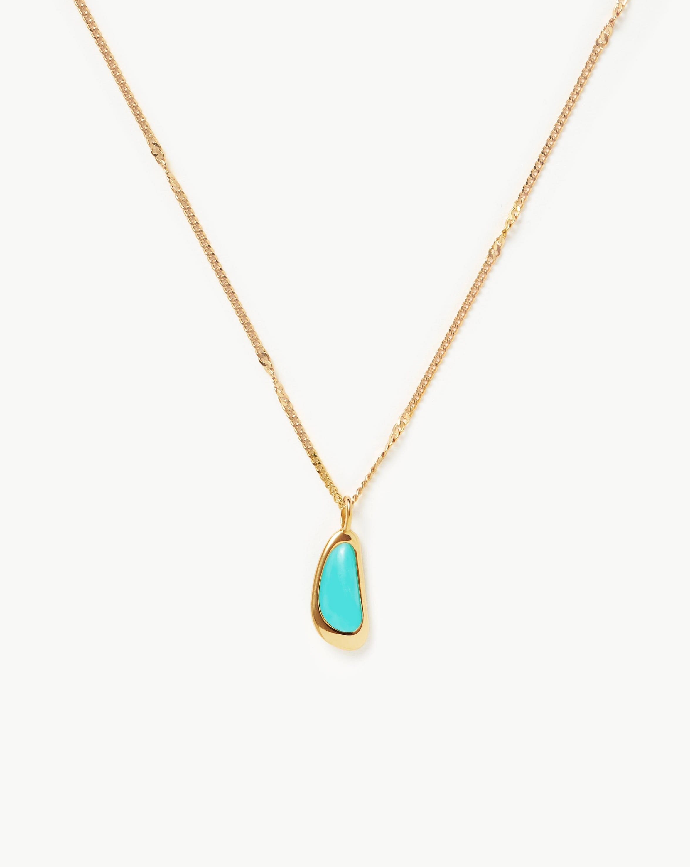 Molten Gemstone Pendant Necklace | 18ct Gold Plated Vermeil/Turquoise  Necklaces | Missoma