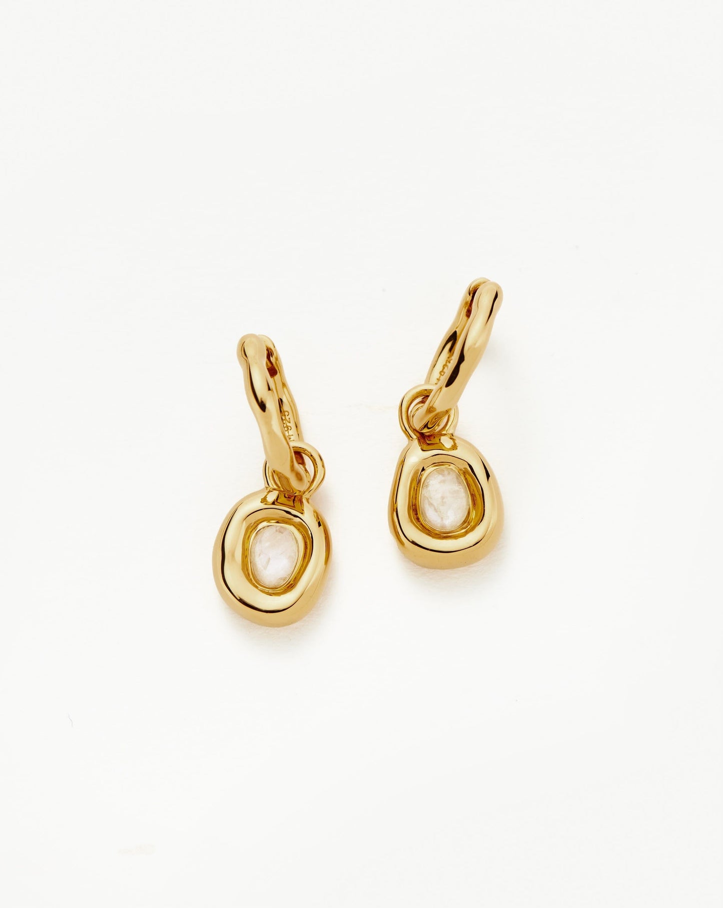 Molten Gemstone Doughnut Charm Mini Hoop Earrings | 18ct Gold Plated Vermeil/Rainbow Moonstone Earrings Missoma