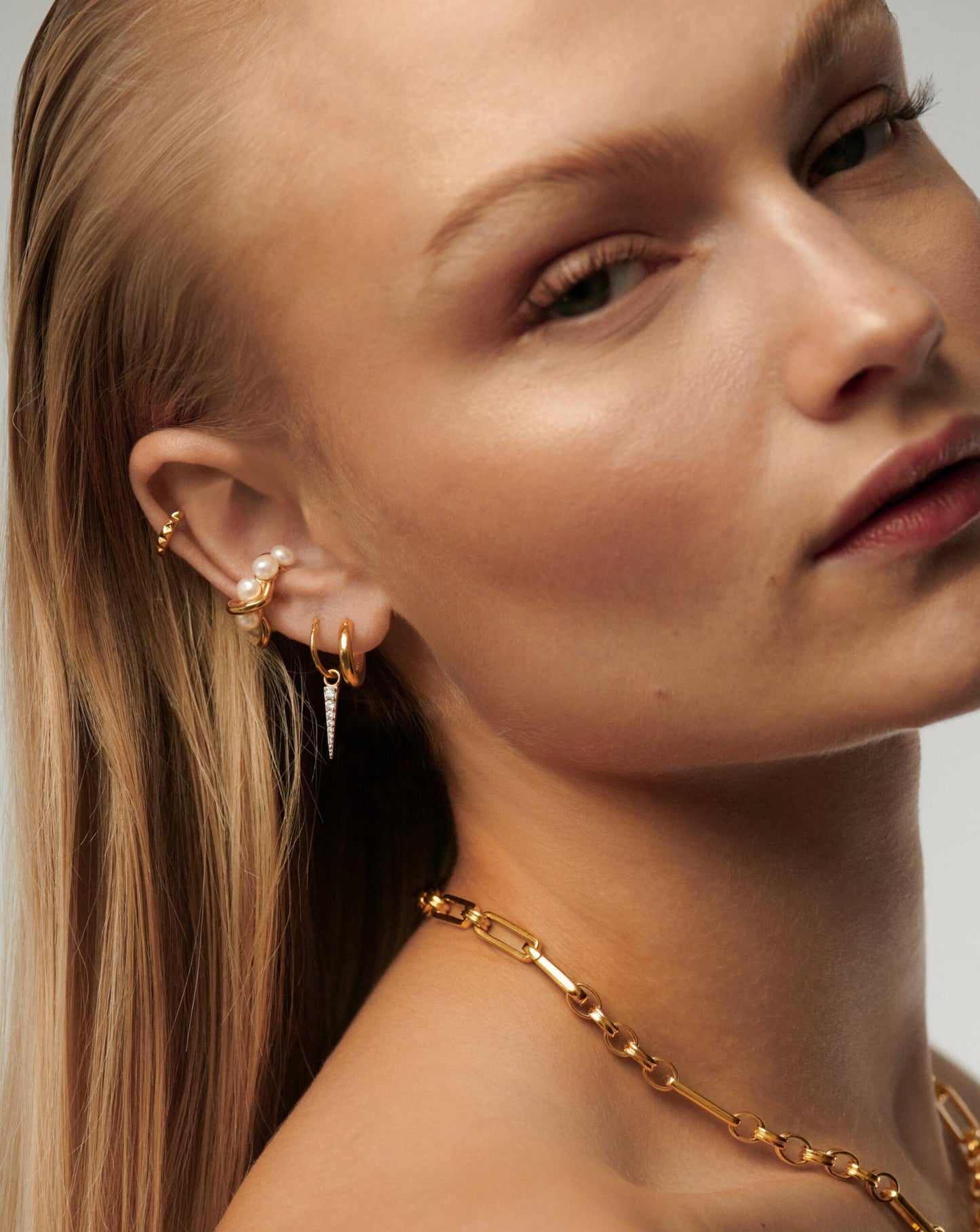 Molten Pearl Twisted Double Ear Cuff Earrings Missoma