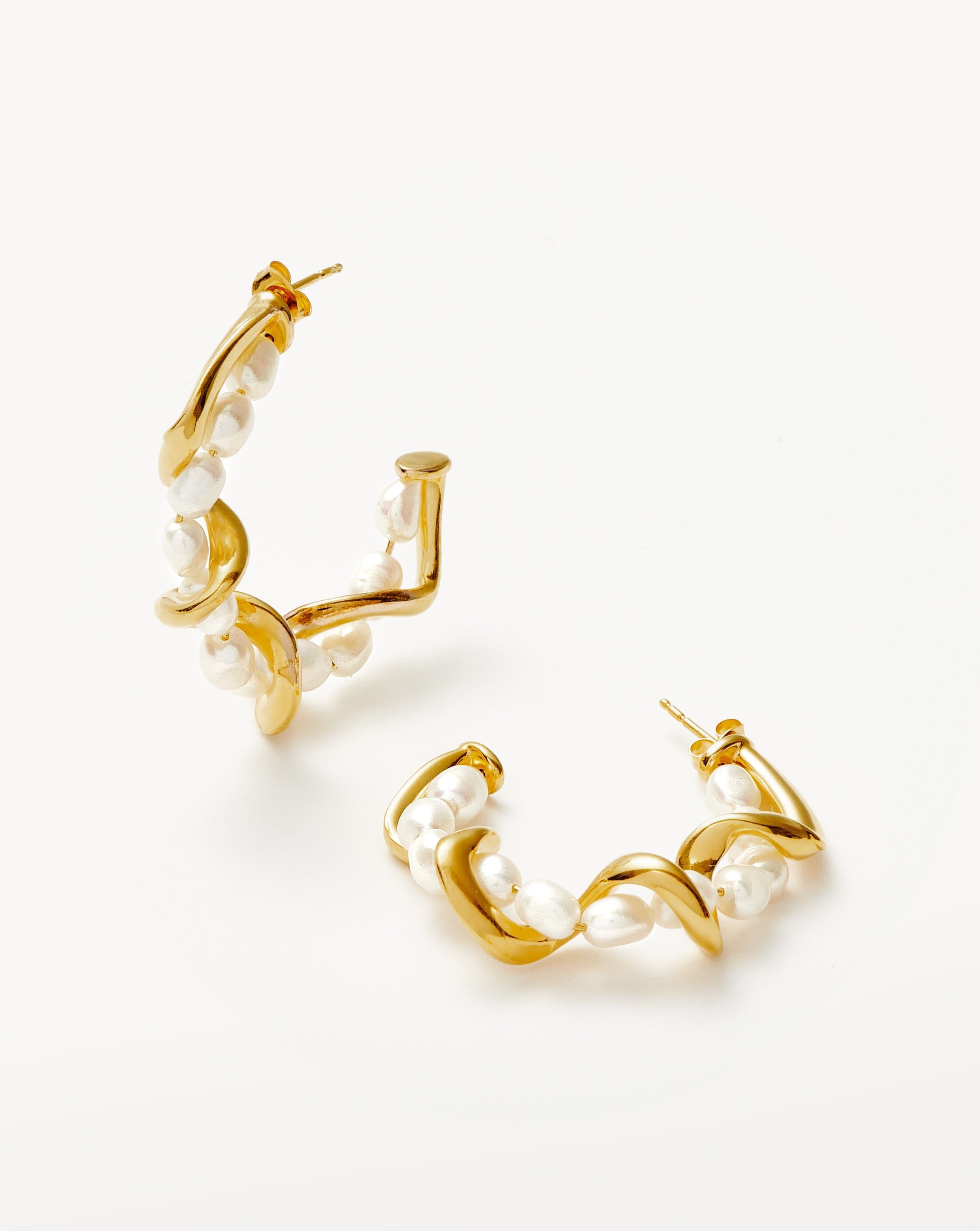Molten Pearl Twisted Double Hoop Earrings | Missoma