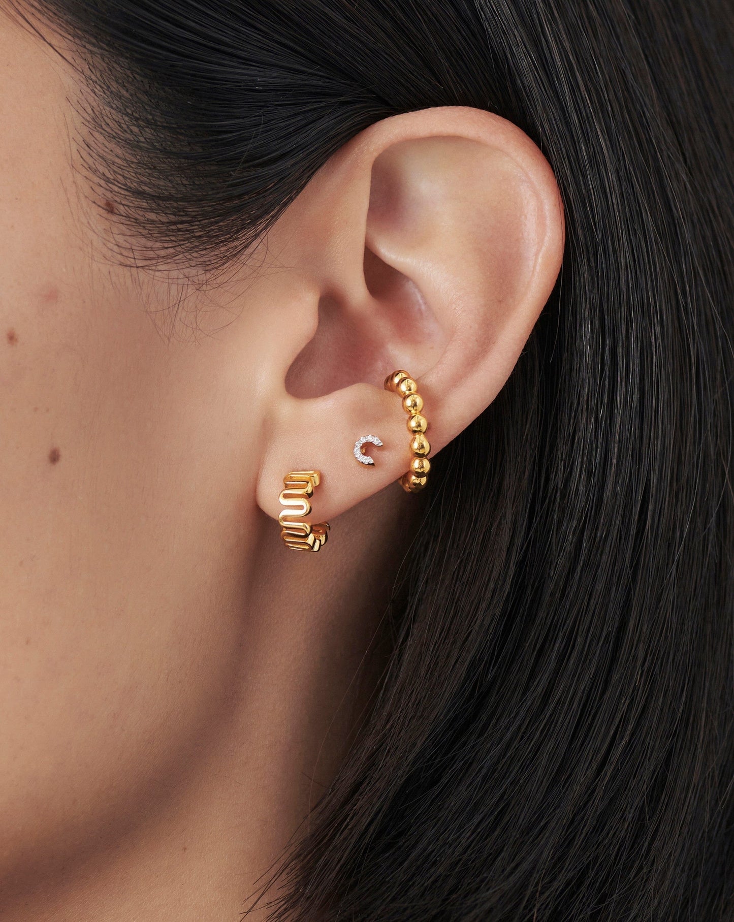 Pave Initial Single Stud Earring - Initial C | 18ct Gold Plated Vermeil/Cubic Zirconia Earrings Missoma