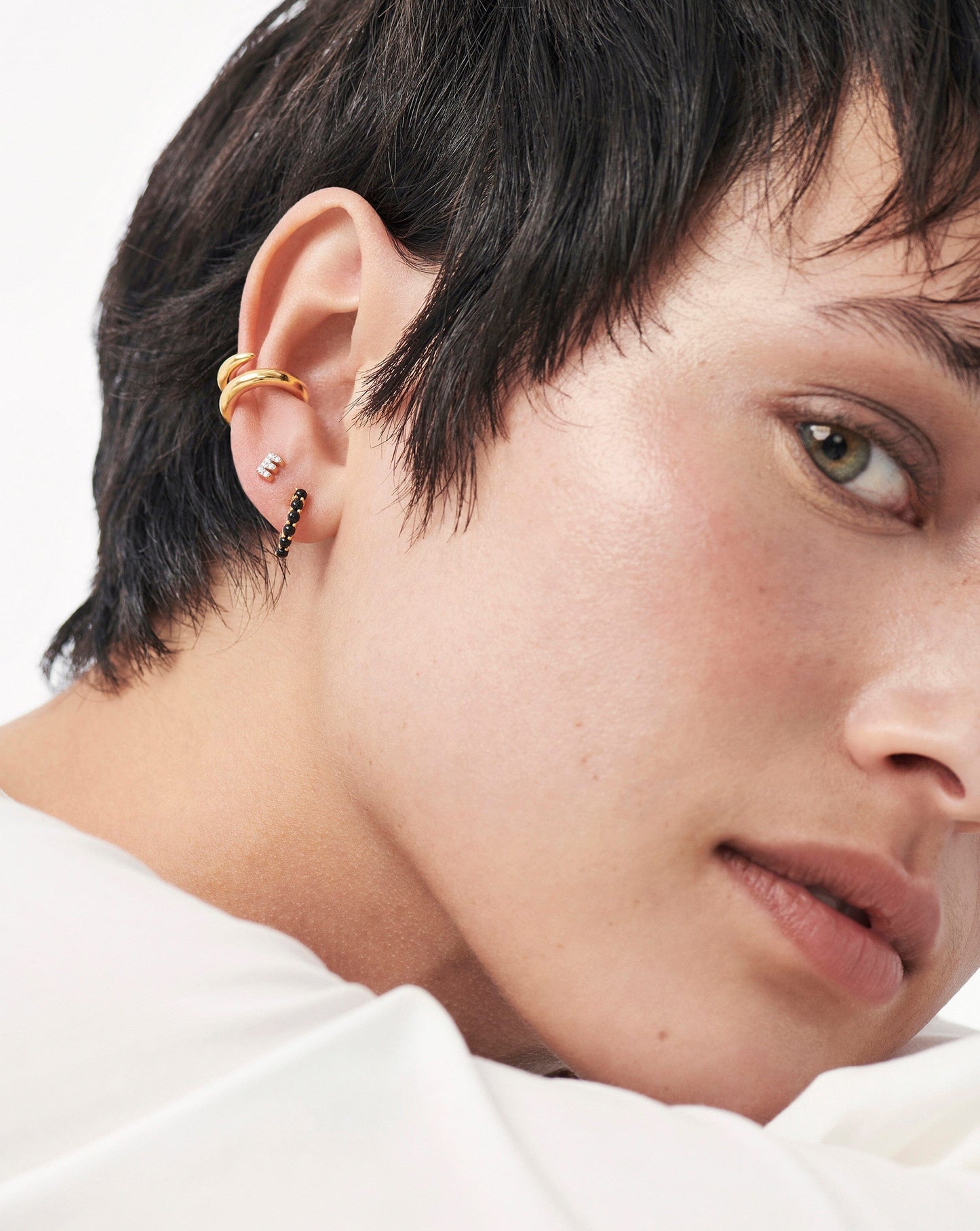 Pave Initial Single Stud Earring - Initial E | 18ct Gold Plated Vermeil/Cubic Zirconia Earrings Missoma