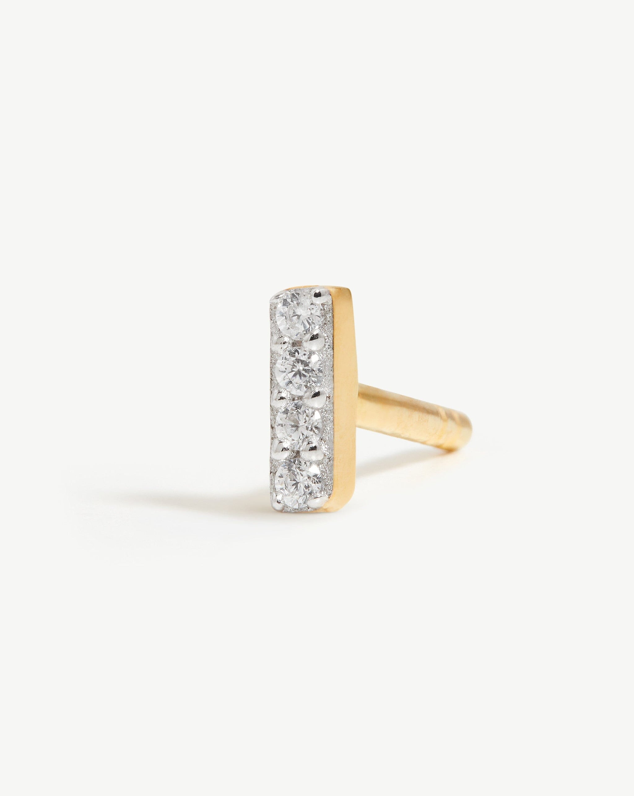 Pave Initial Single Stud Earring - Initial I | 18ct Gold Plated Vermeil/Cubic Zirconia Earrings Missoma