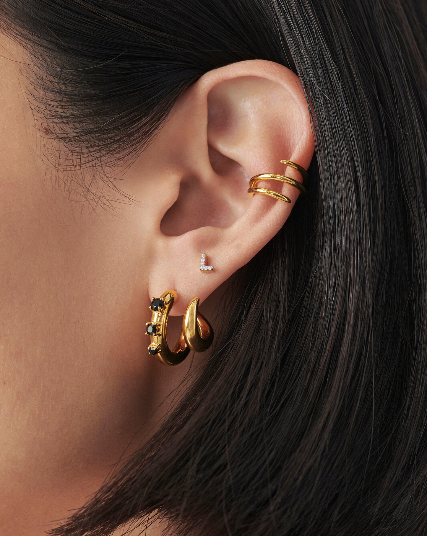 Pave Initial Single Stud Earring - Initial L | 18ct Gold Plated Vermeil/Cubic Zirconia Earrings Missoma
