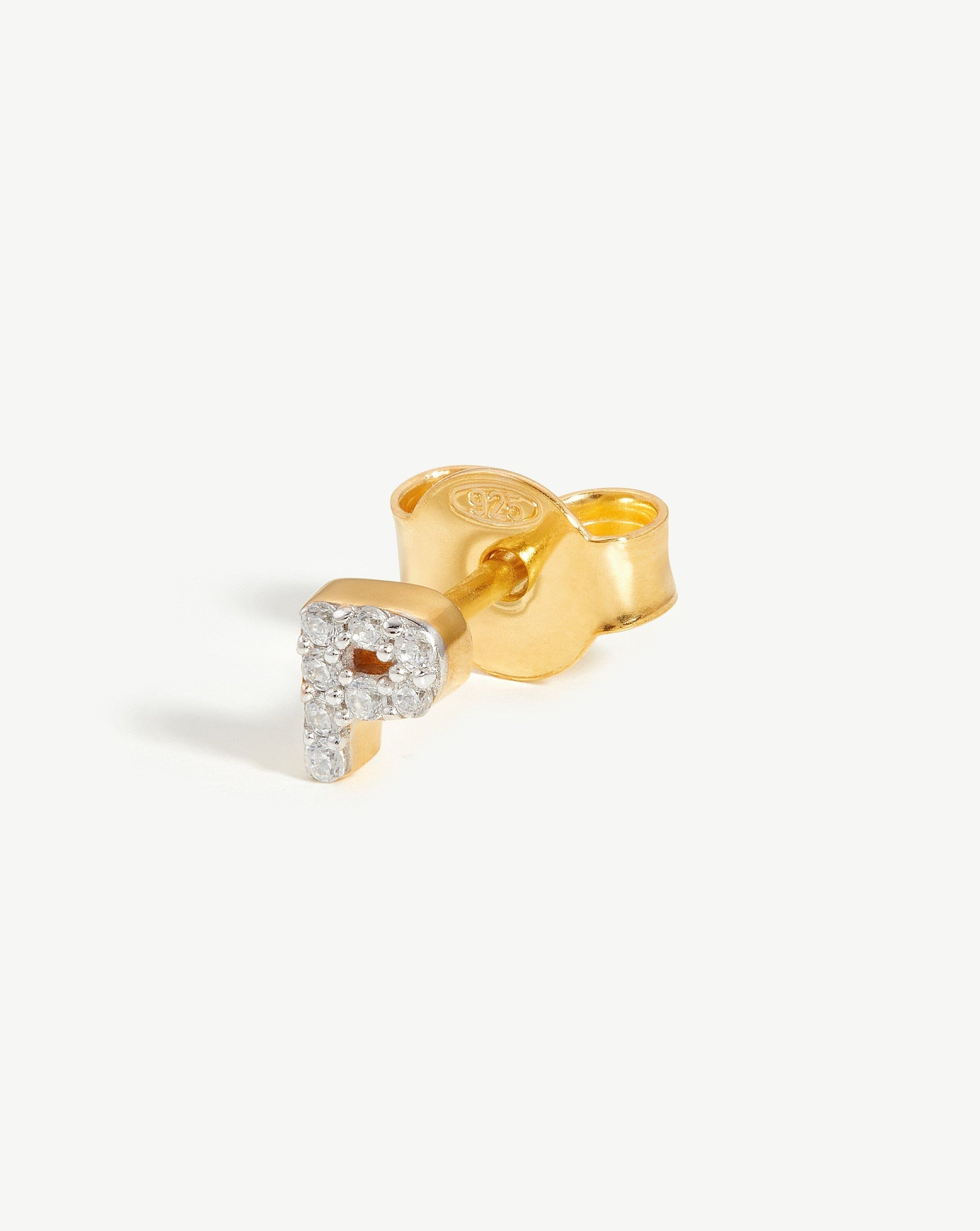 Pave Initial Single Stud Earring - Initial P | 18ct Gold Plated Vermeil/Cubic Zirconia Earrings Missoma